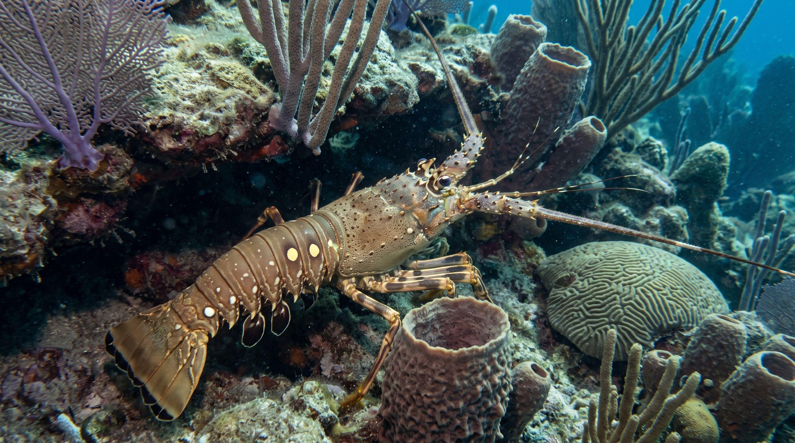 AI-generated illustration; species identification unverified. Caribbean Spiny Lobster (Panulirus argus)