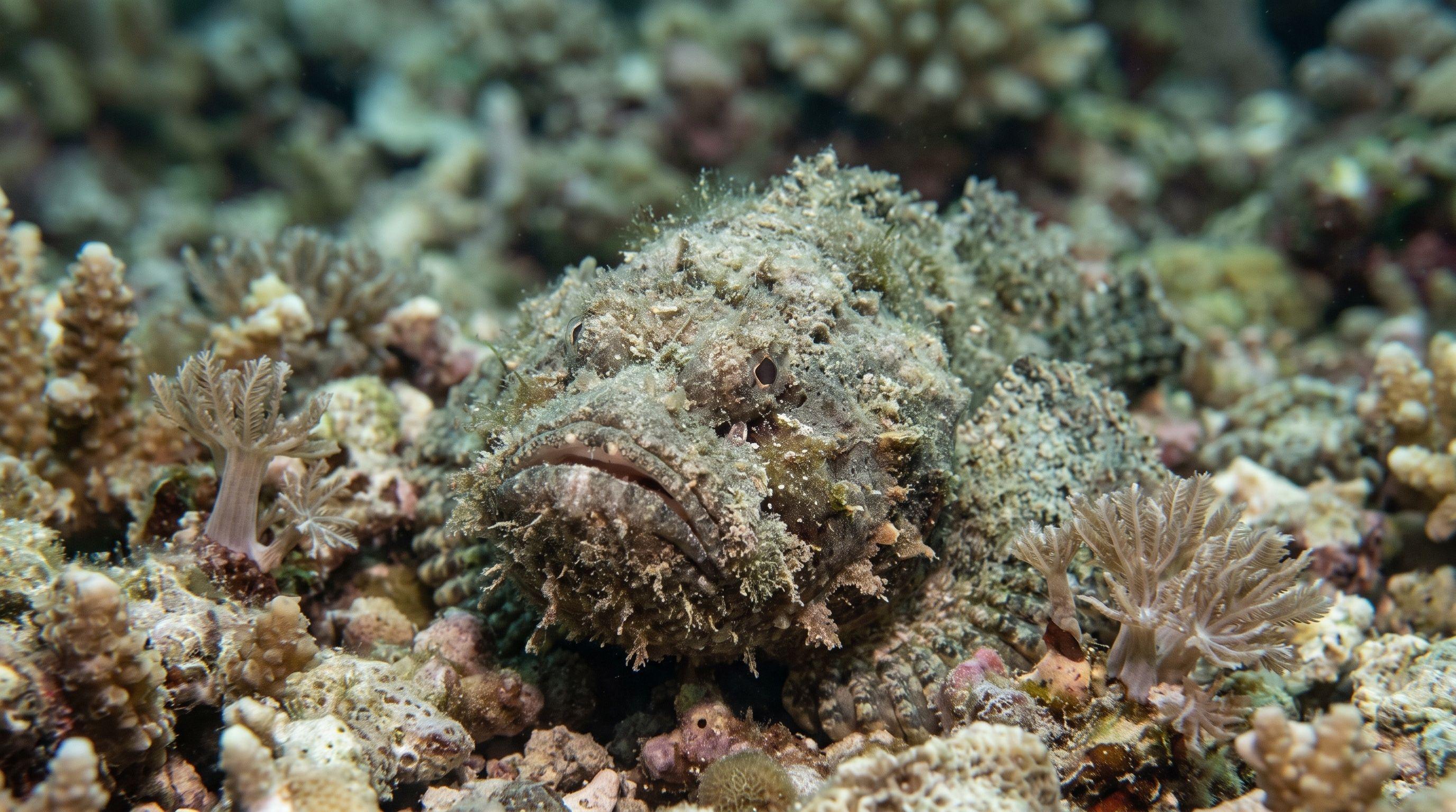 AI-generated illustration; species identification unverified. Reef Stonefish (Synanceia verrucosa)