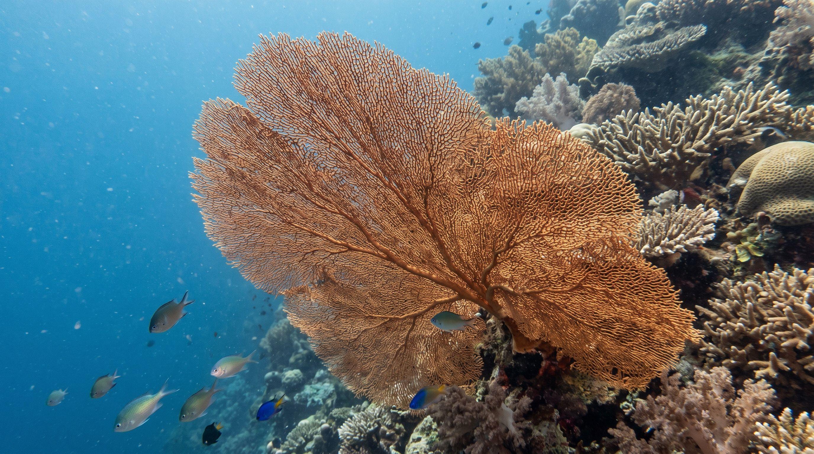 AI-generated illustration; species identification unverified. Gorgonian Sea Fan (Annella mollis)