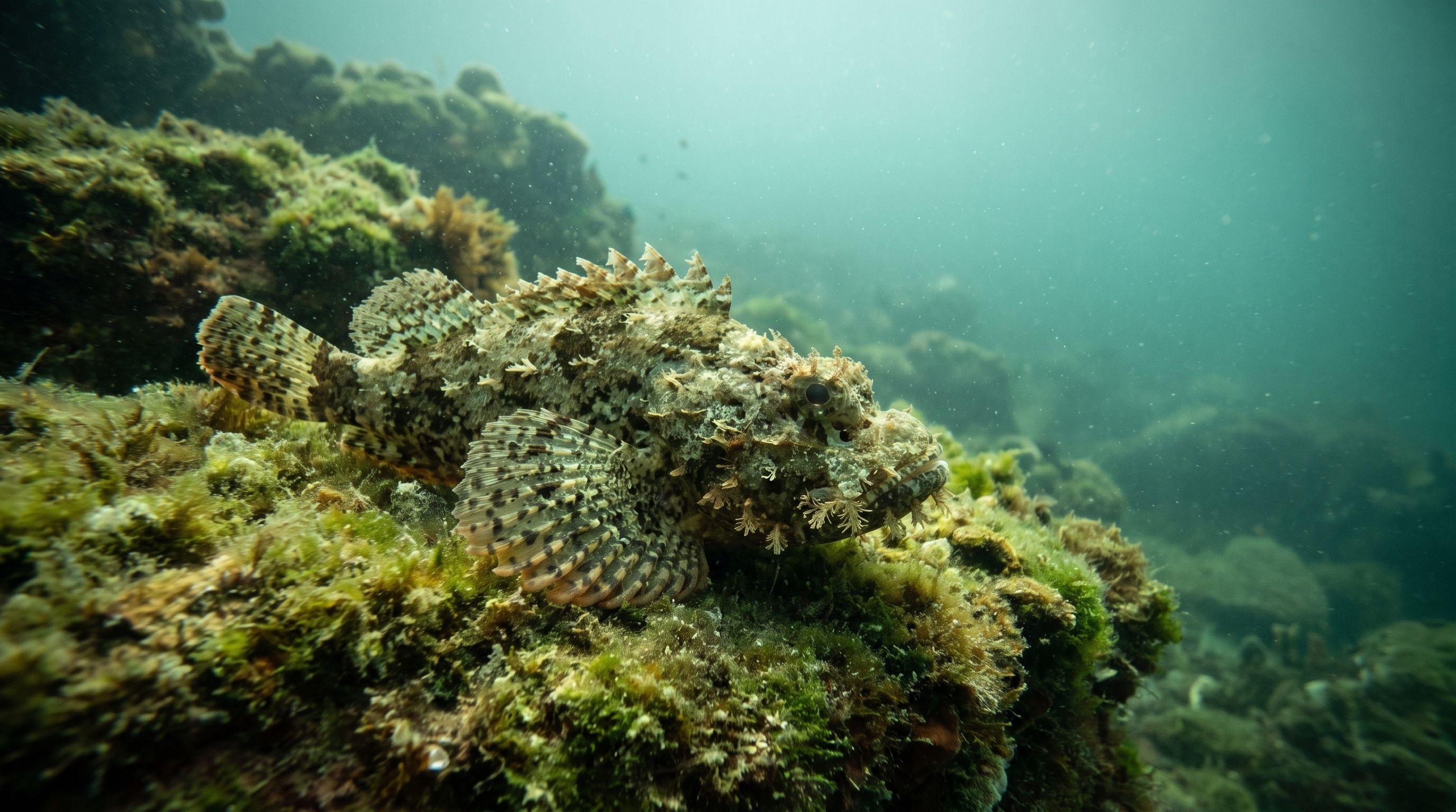 AI-generated illustration; species identification unverified. Scorpionfish (assorted)
