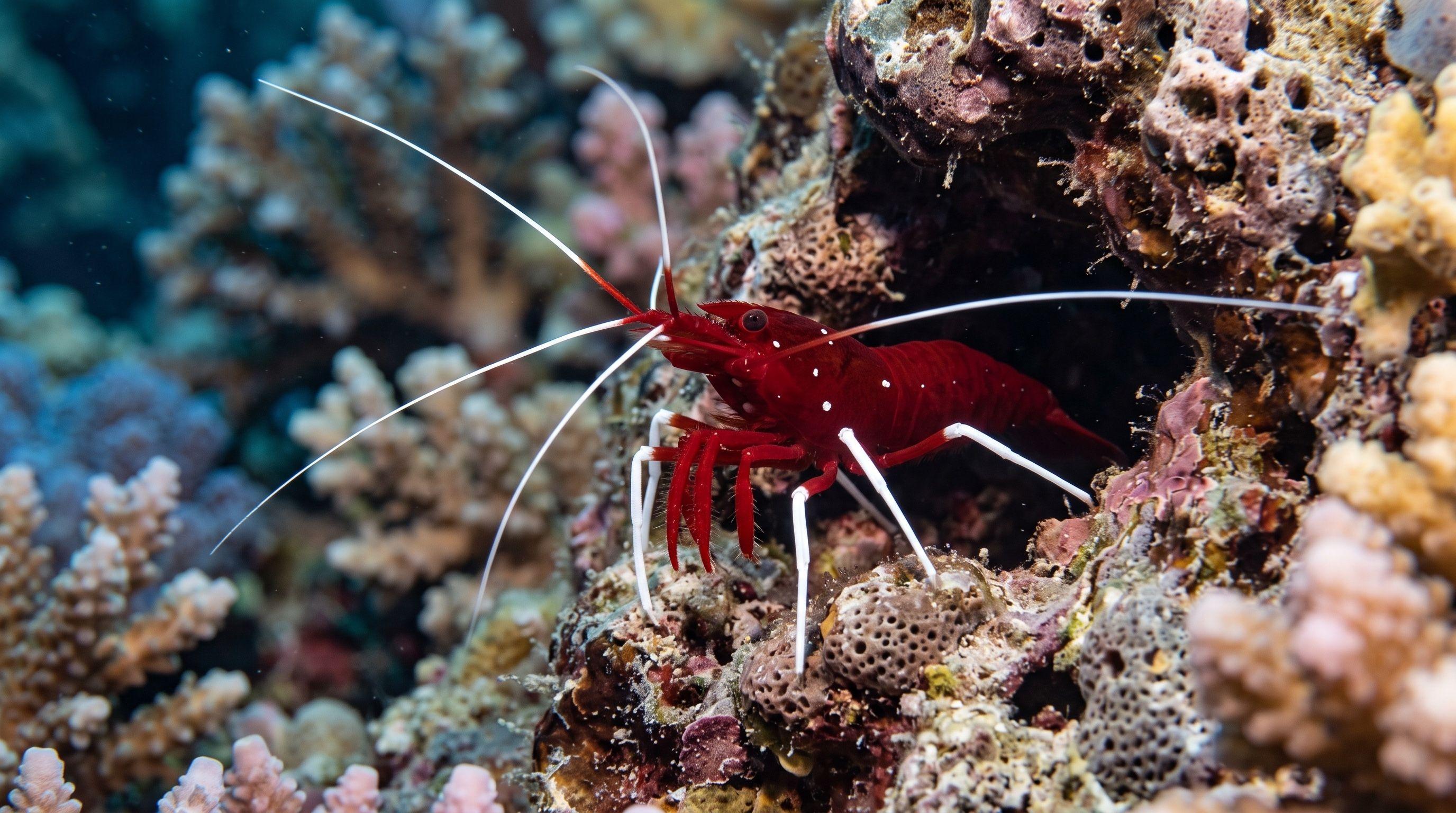 AI-generated illustration; species identification unverified. Blood (Fire) Shrimp (Lysmata debelius)