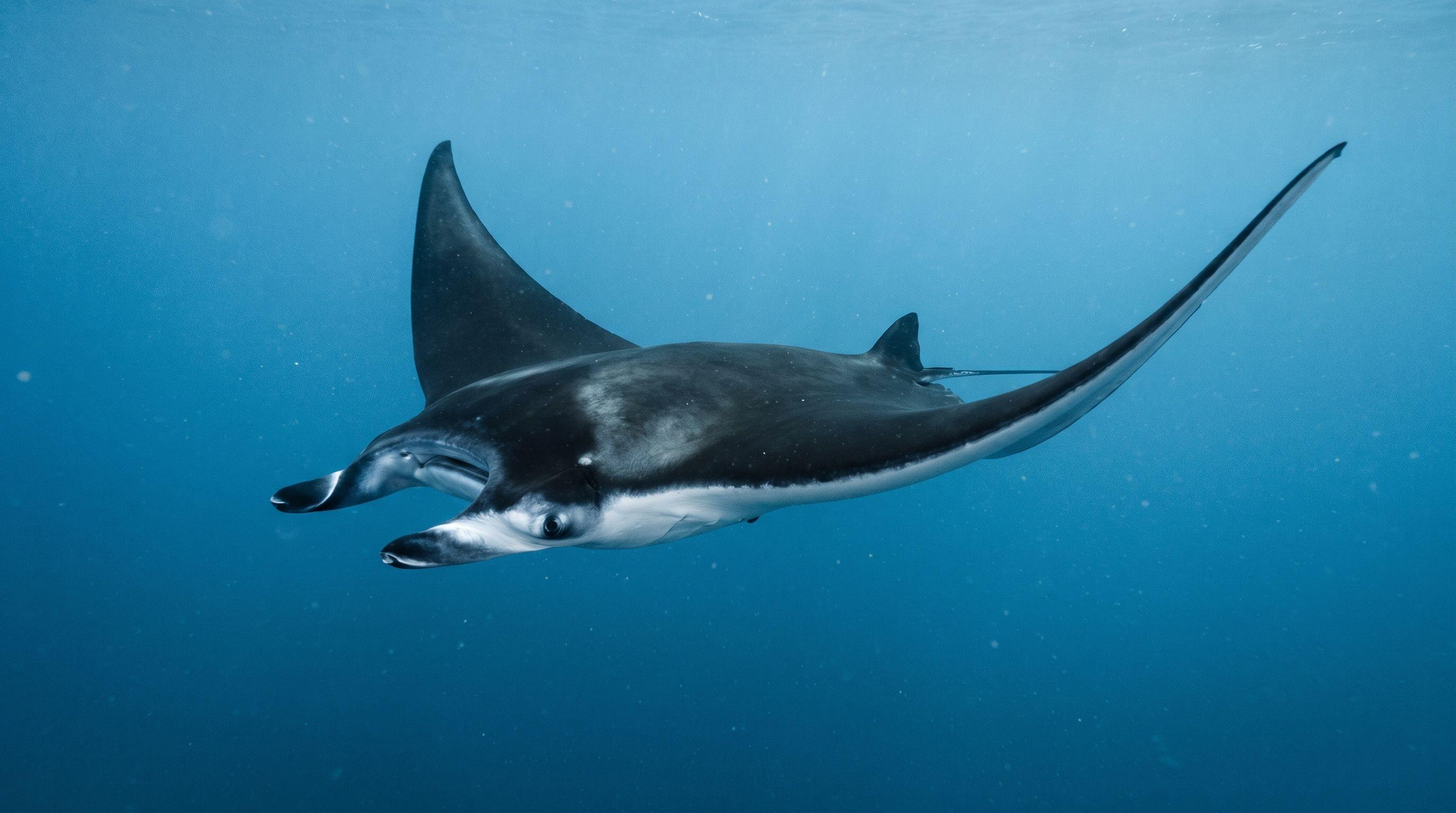 AI-generated illustration; species identification unverified. Devil Ray (Mobula spp.)