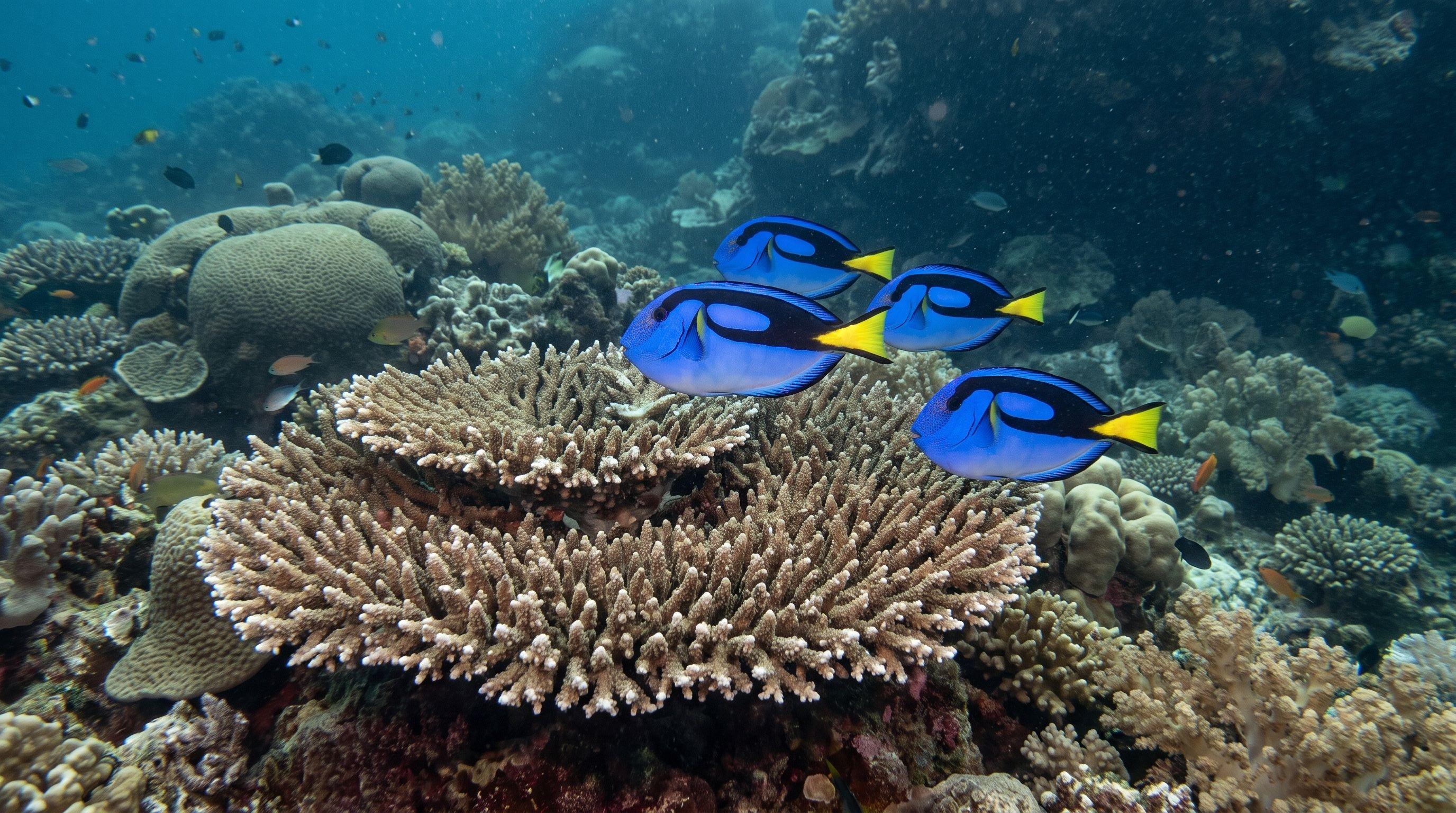 AI-generated illustration; species identification unverified. Palette Surgeonfish (Blue Tang) (Paracanthurus hepatus)