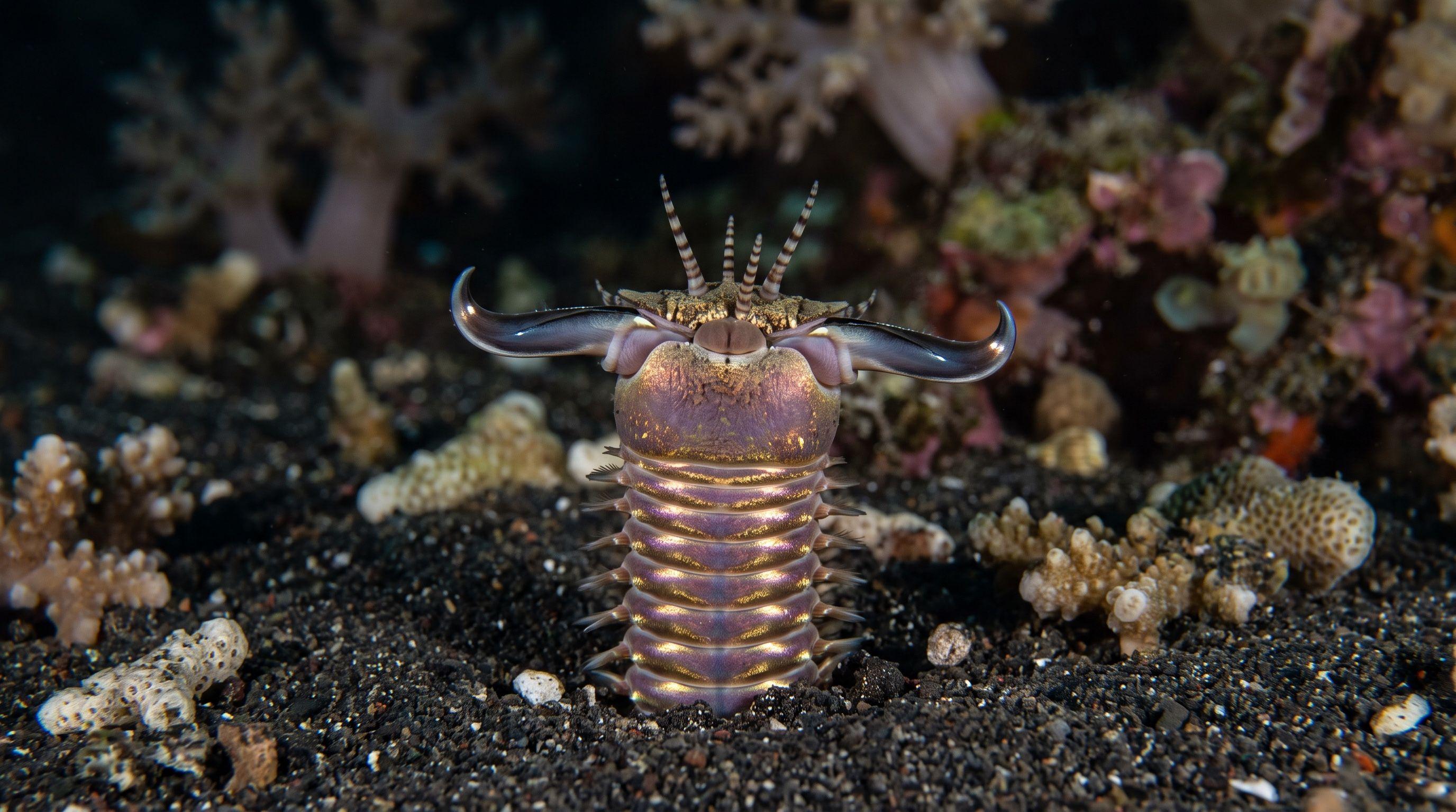 AI-generated illustration; species identification unverified. Bobbit Worm (Eunice aphroditois)