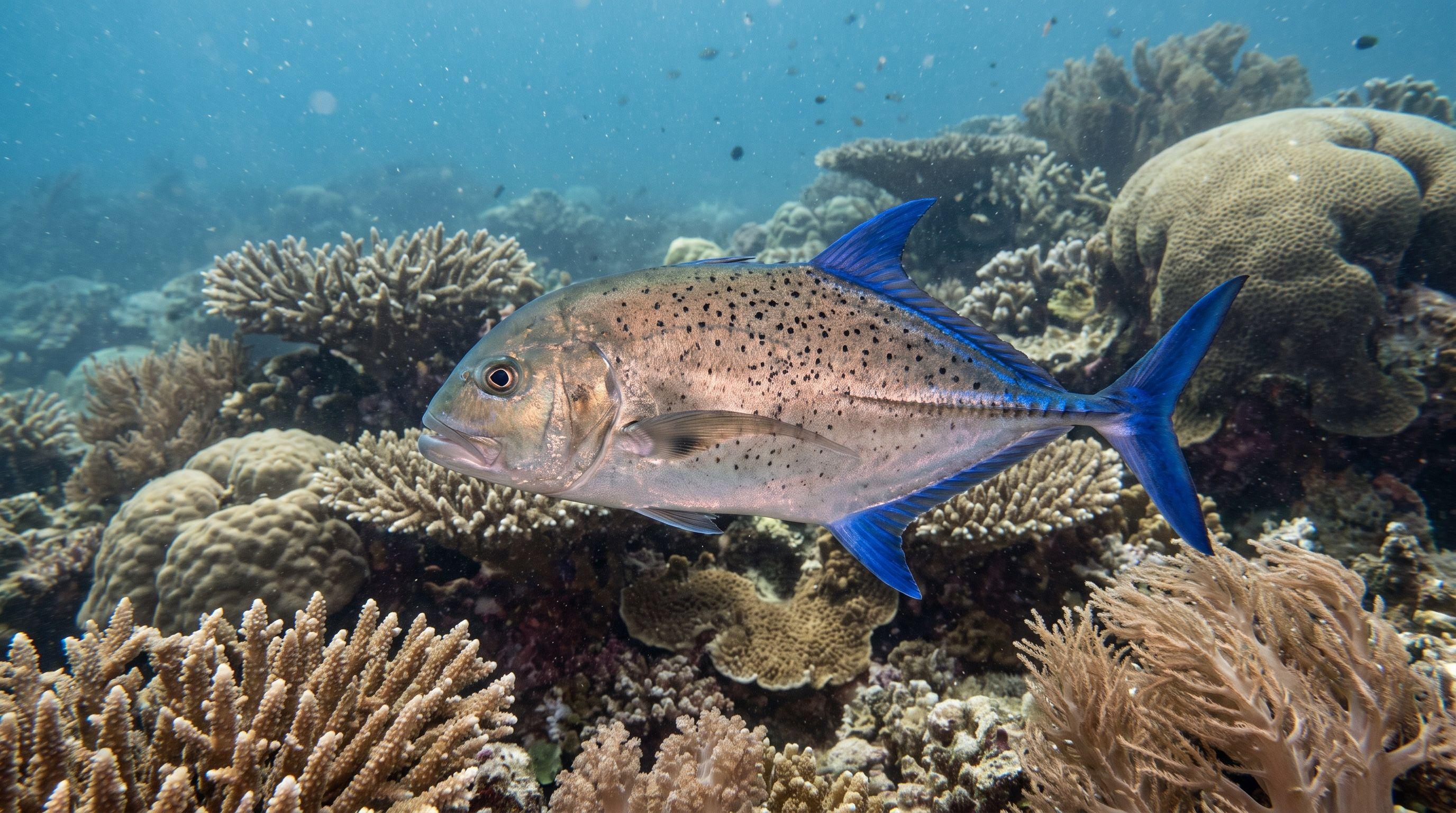 AI-generated illustration; species identification unverified. Bluefin Trevally (Caranx melampygus)