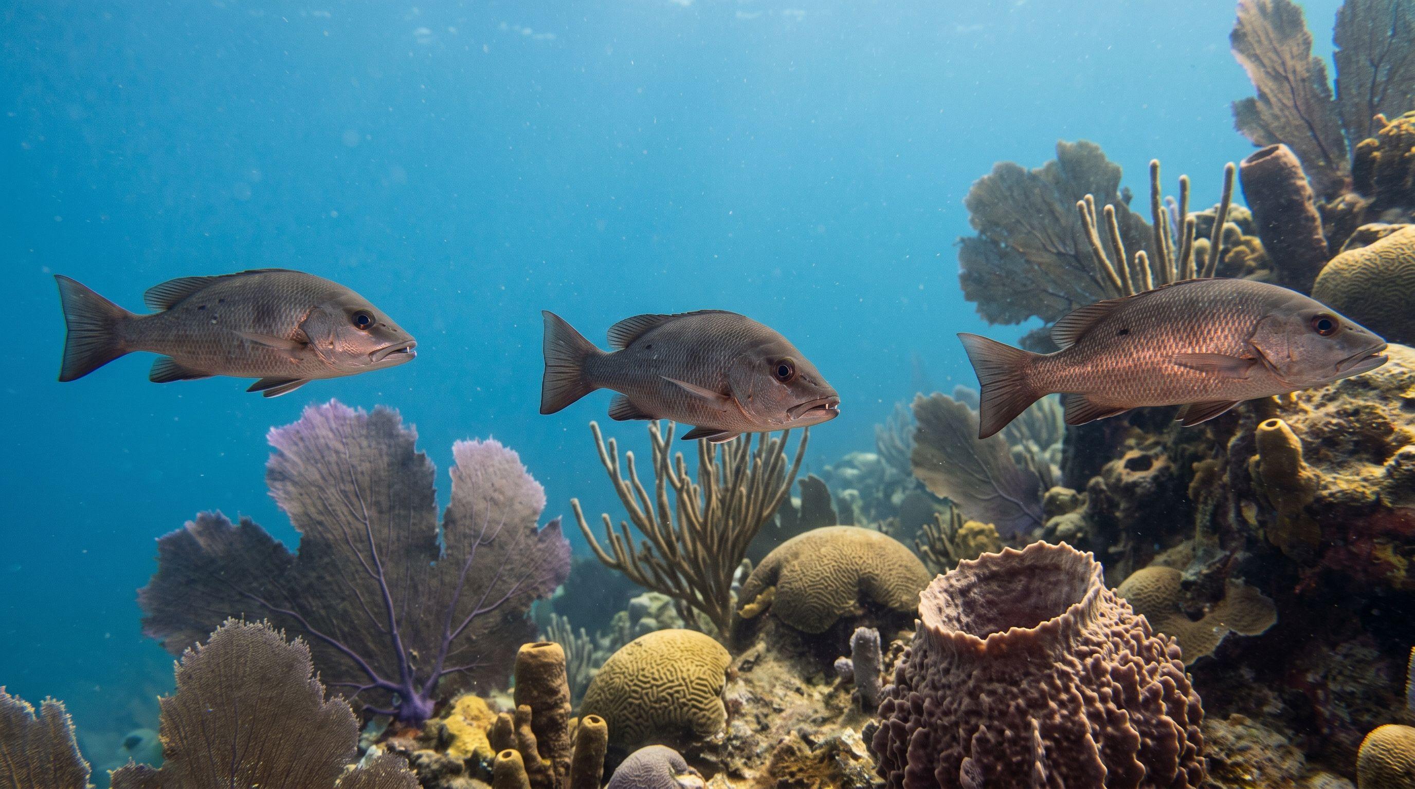 AI-generated illustration; species identification unverified. Grey Snapper (Lutjanus griseus)