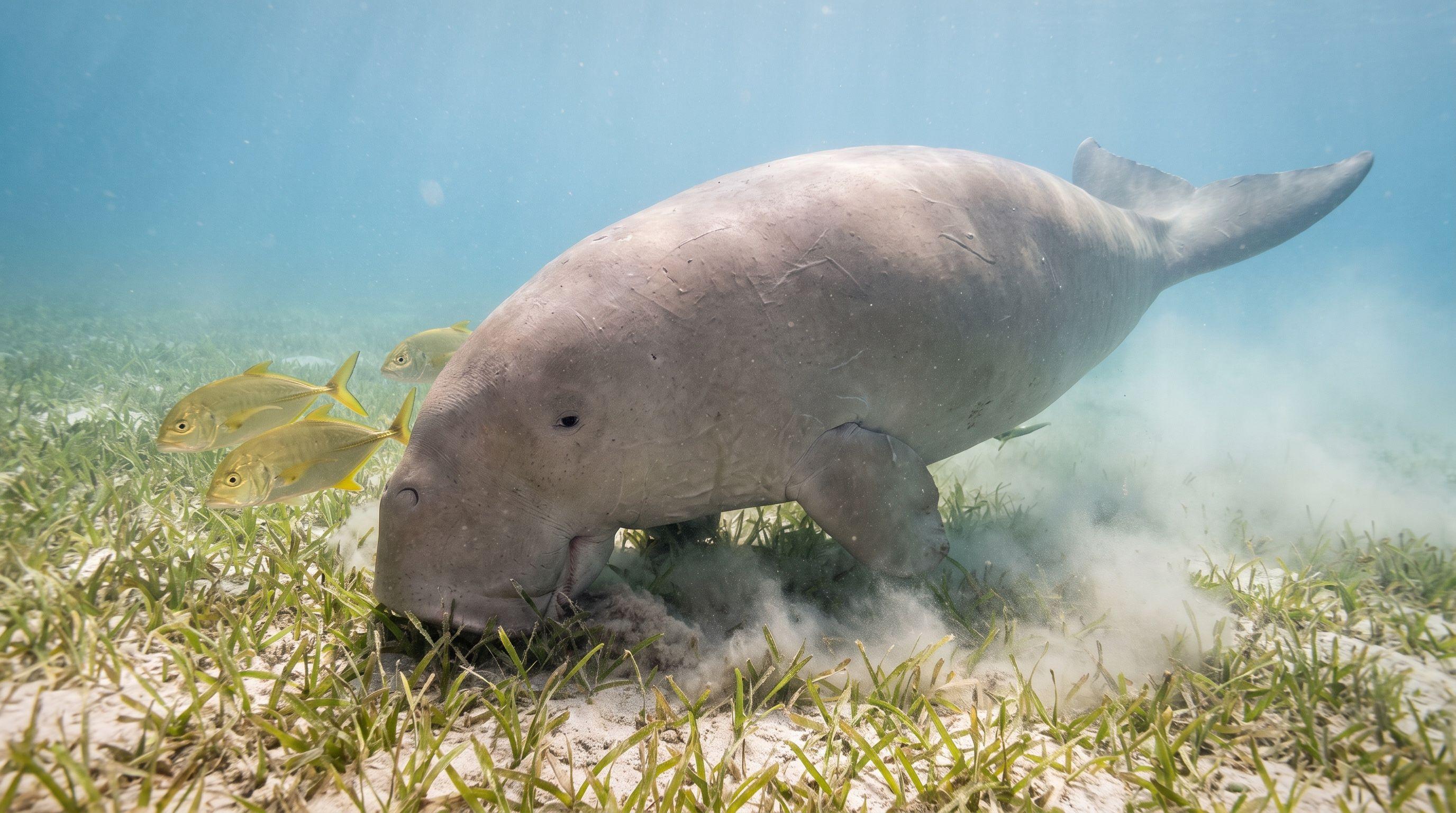AI-generated illustration; species identification unverified. Dugong (Dugong dugon)