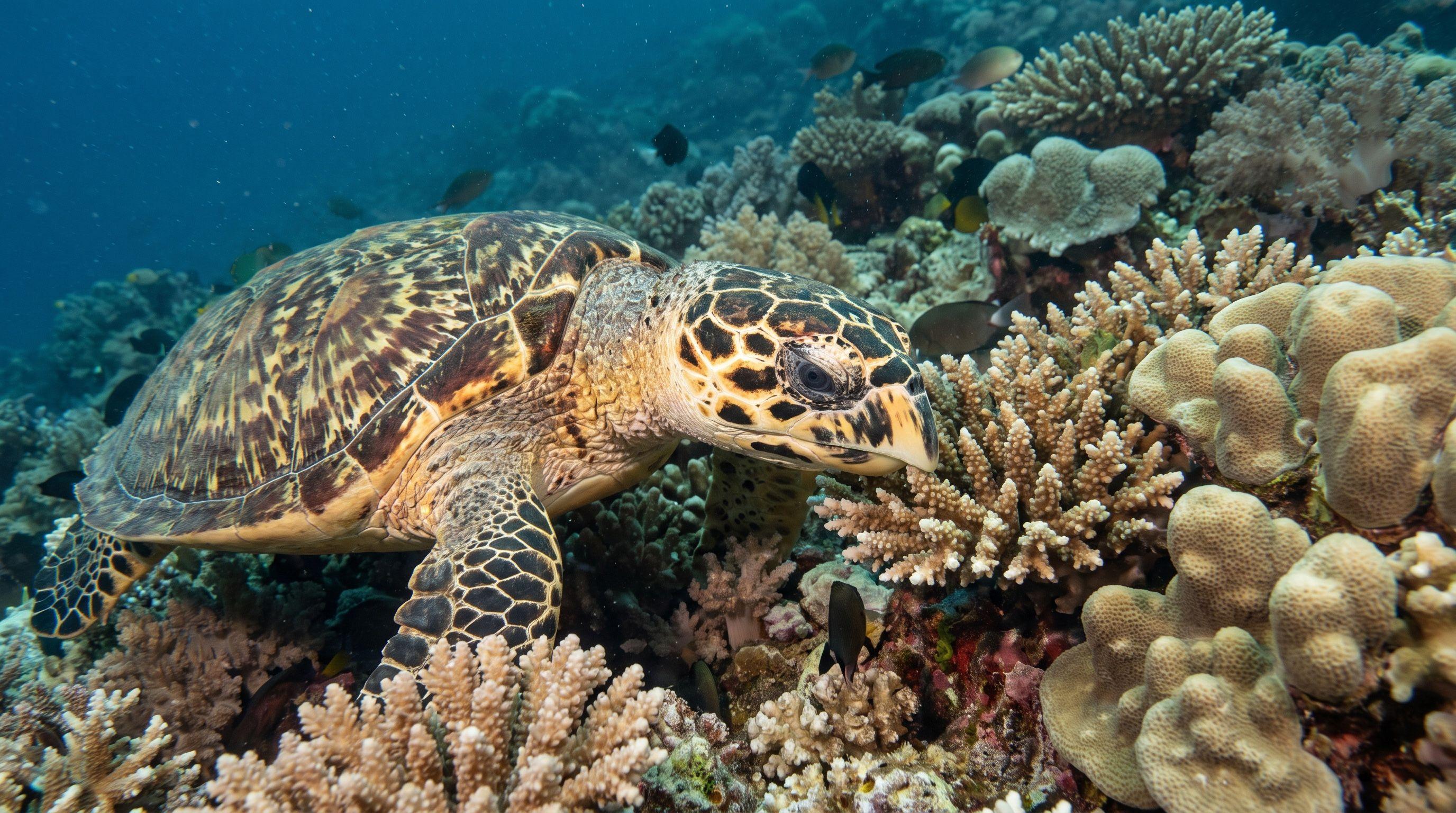 AI-generated illustration; species identification unverified. Hawksbill Turtle (Eretmochelys imbricata)