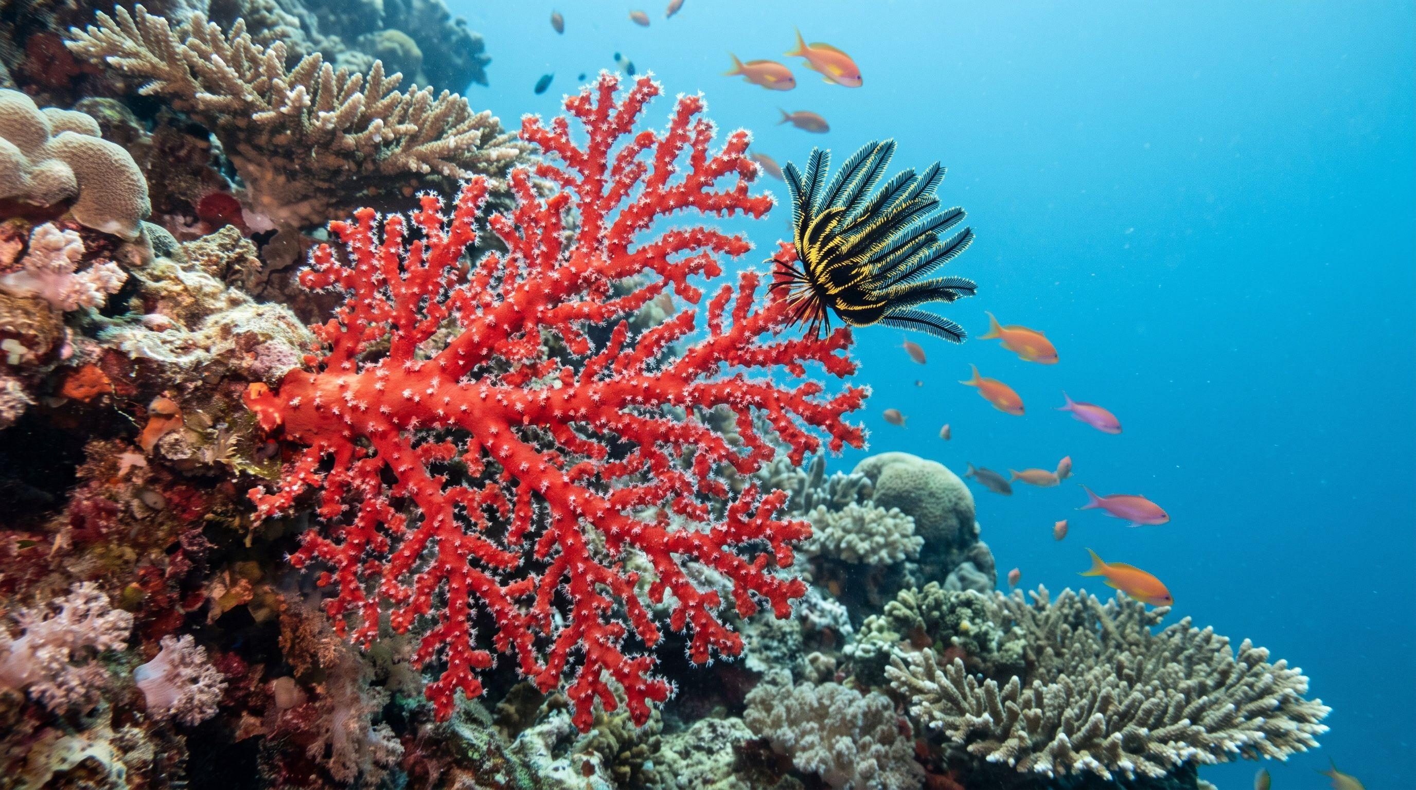 AI-generated illustration; species identification unverified. Sea Fan / Gorgonian (assorted) (Octocorallia spp. (gorgonians))