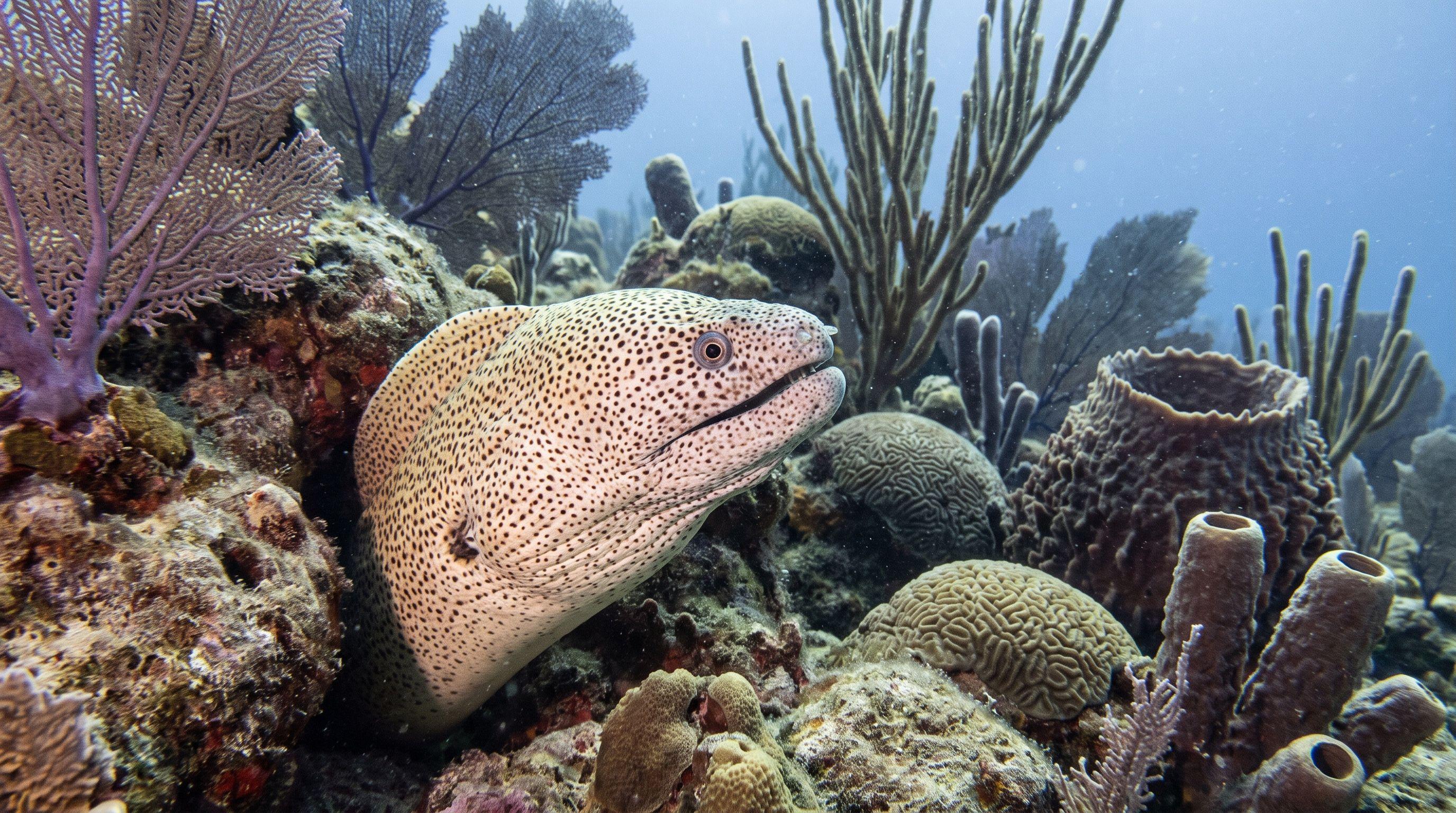 AI-generated illustration; species identification unverified. Spotted Moray Eel (Gymnothorax moringa)