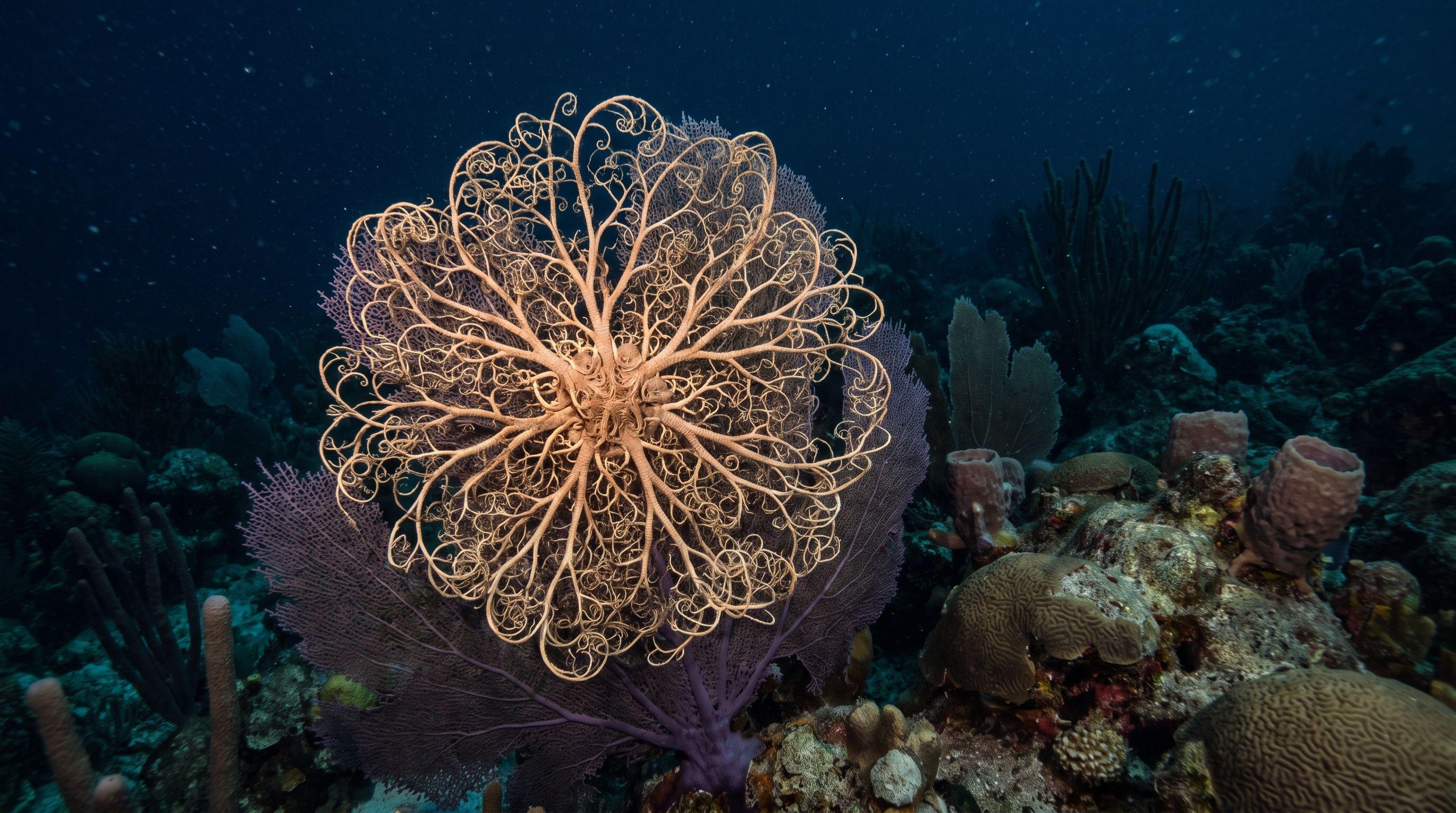 AI-generated illustration; species identification unverified. Giant Basket Star (Astrophyton muricatum)