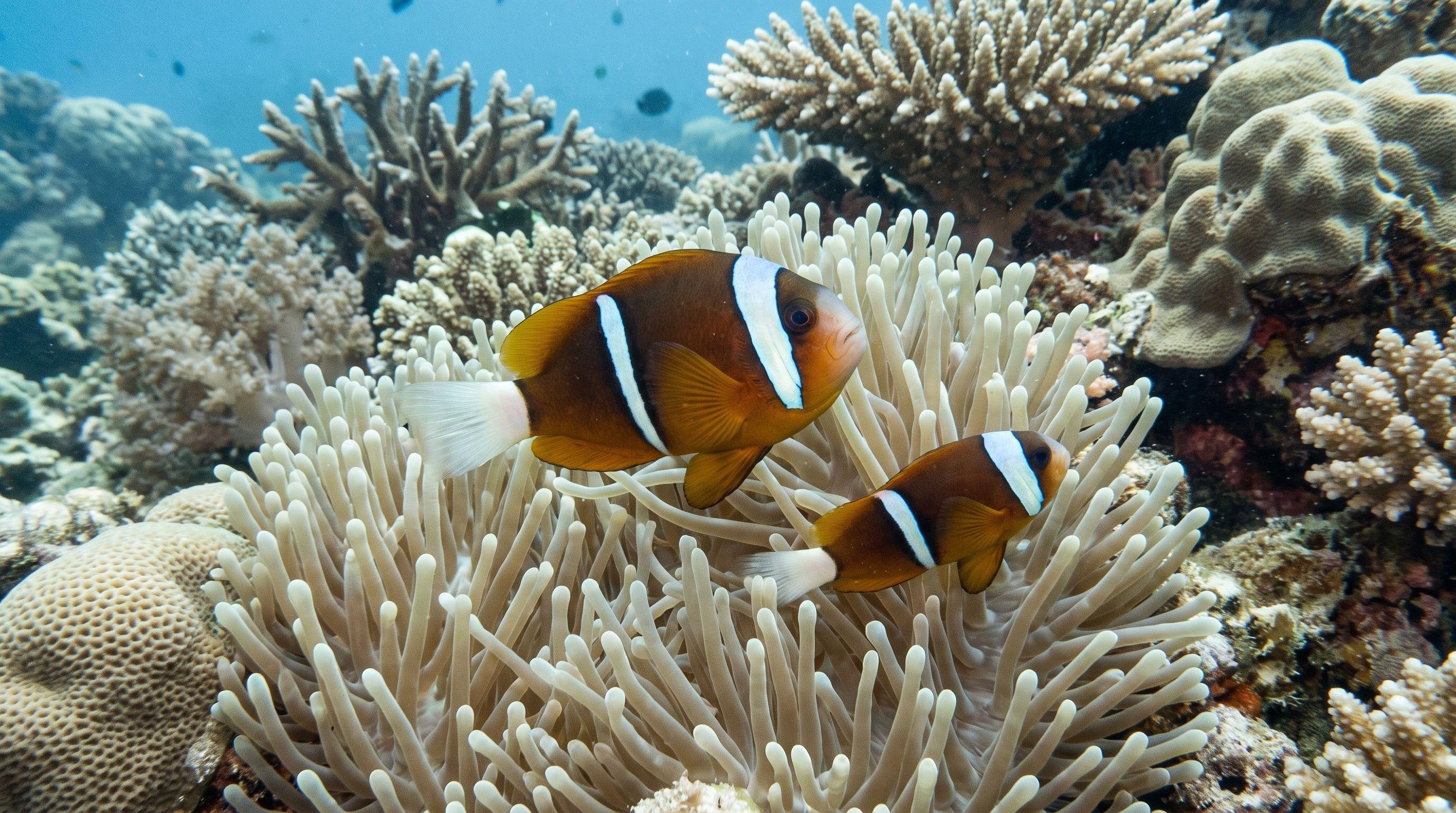 AI-generated illustration; species identification unverified. Barrier Reef Anemonefish (Amphiprion akindynos)