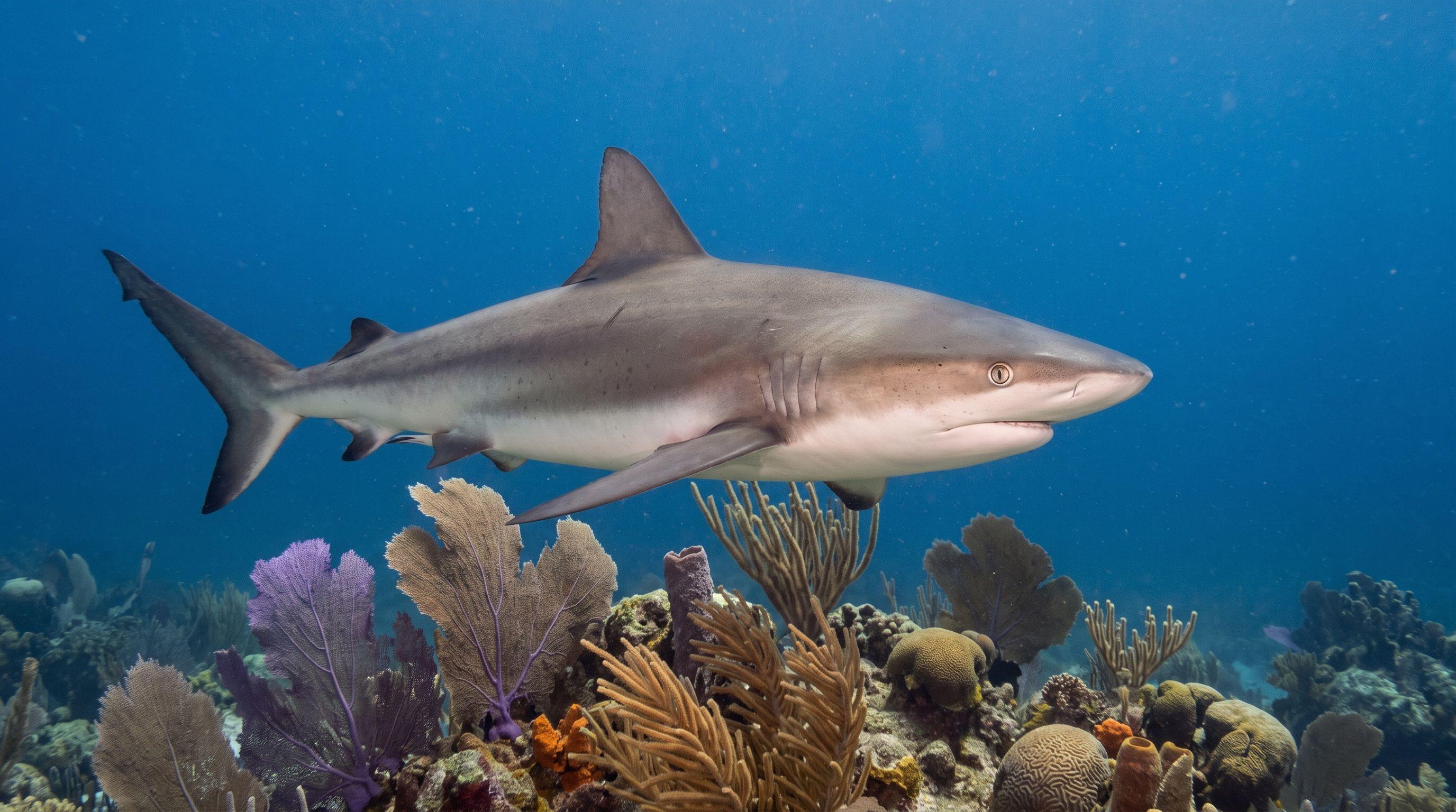 AI-generated illustration; species identification unverified. Caribbean Reef Shark (Carcharhinus perezi)