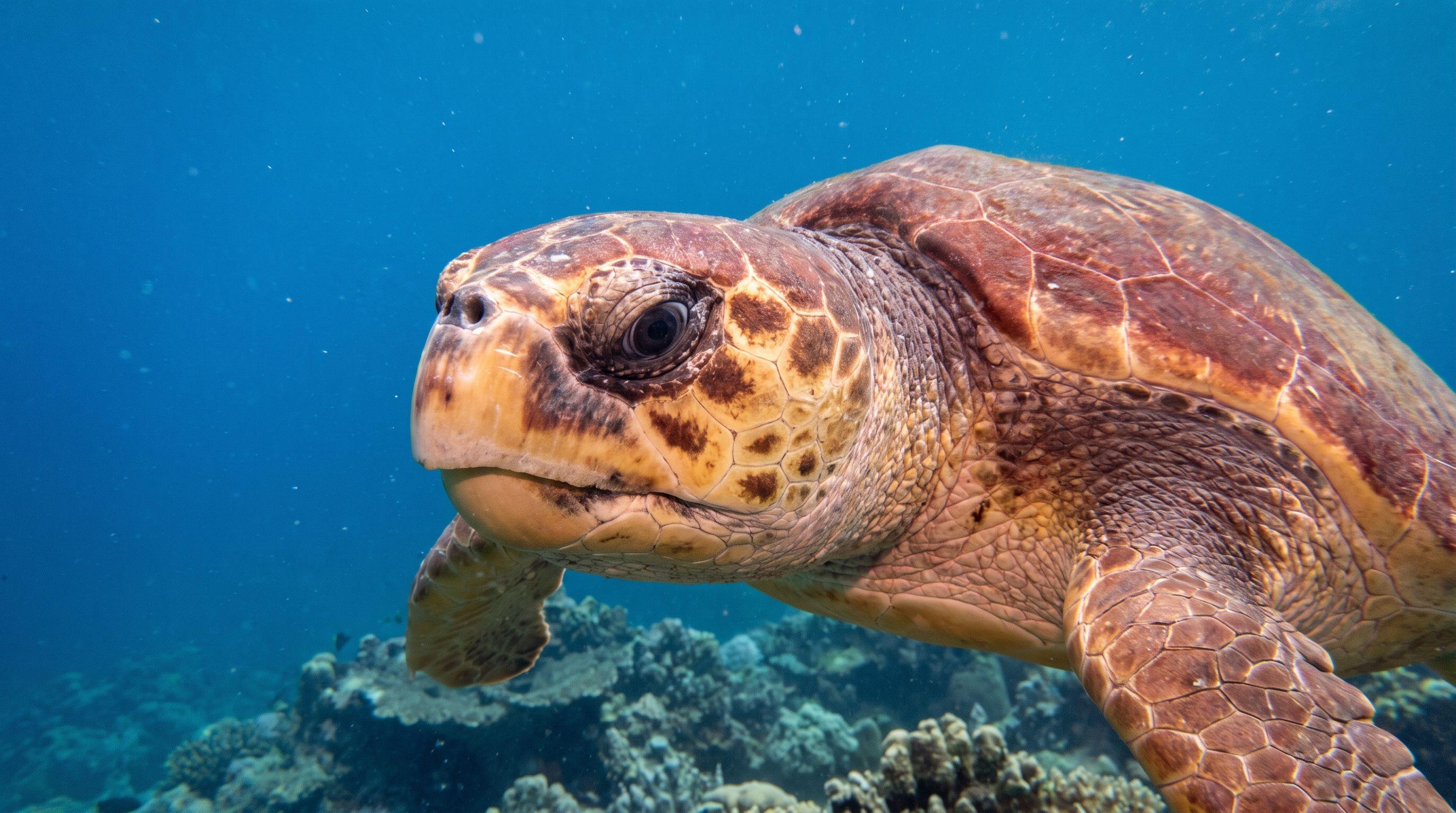 AI-generated illustration; species identification unverified. Loggerhead Sea Turtle (Caretta caretta)