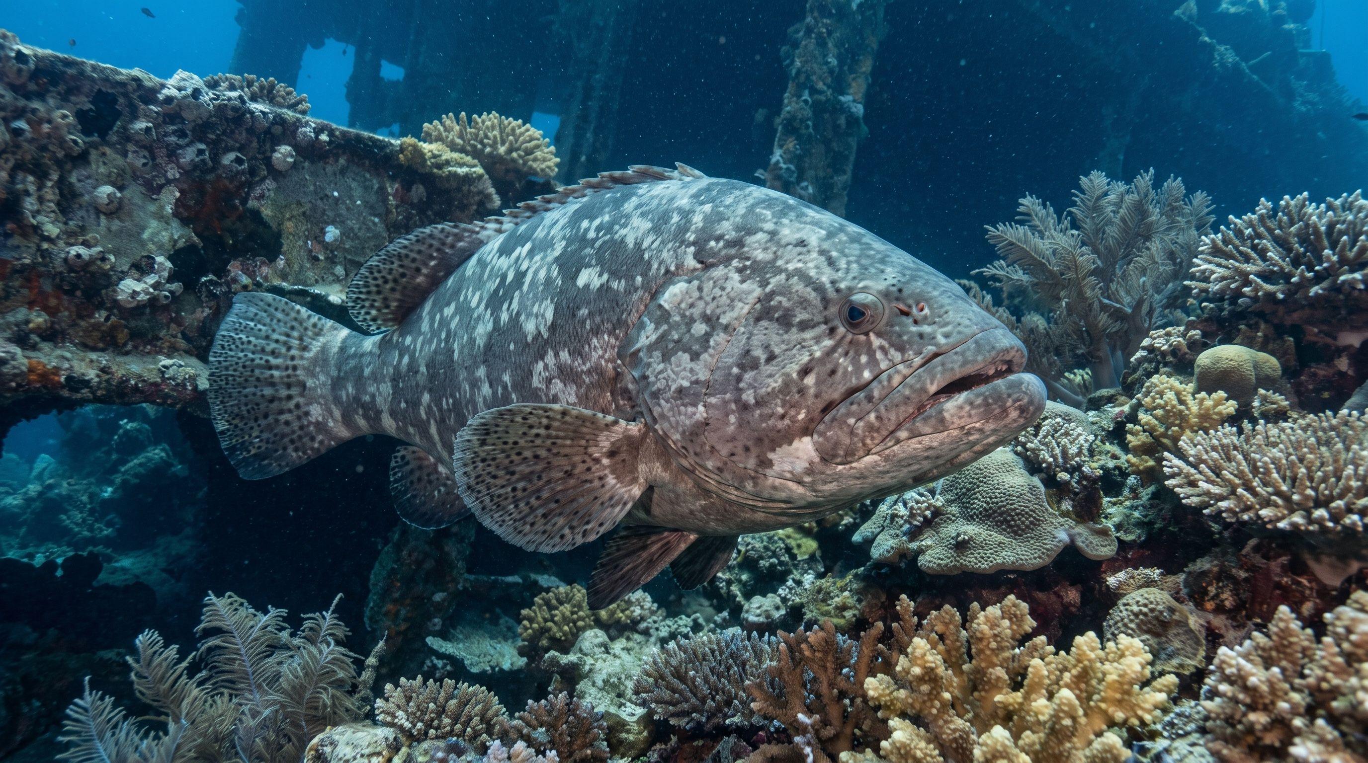 AI-generated illustration; species identification unverified. Giant Grouper (Epinephelus lanceolatus)