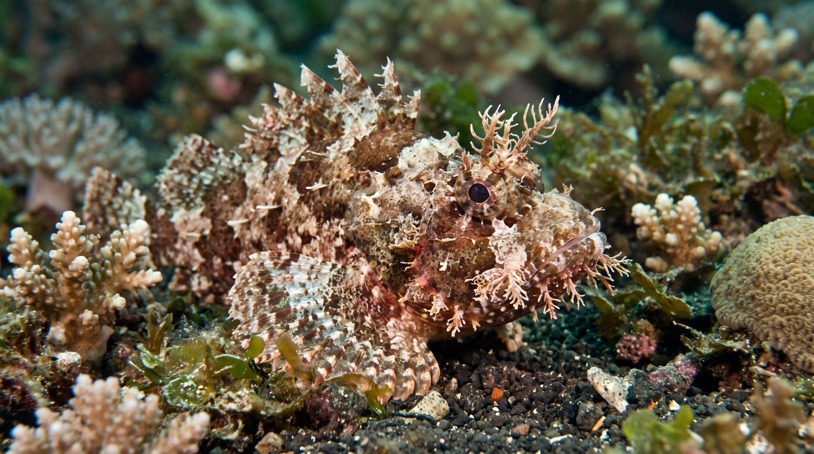 AI-generated illustration; species identification unverified. Ambon Scorpionfish (Pteroidichthys amboinensis)