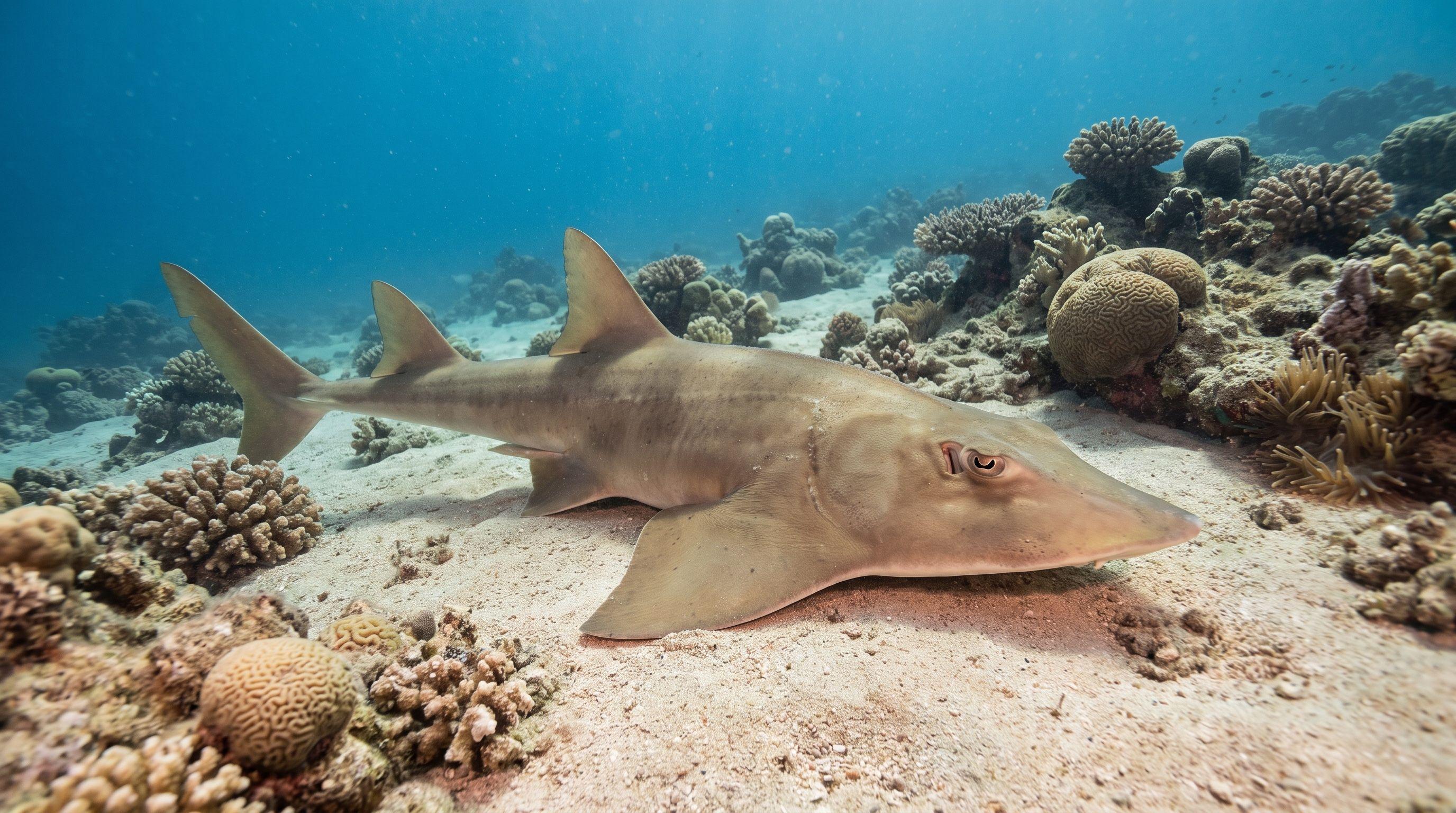 AI-generated illustration; species identification unverified. Halavi Guitarfish (Glaucostegus halavi)