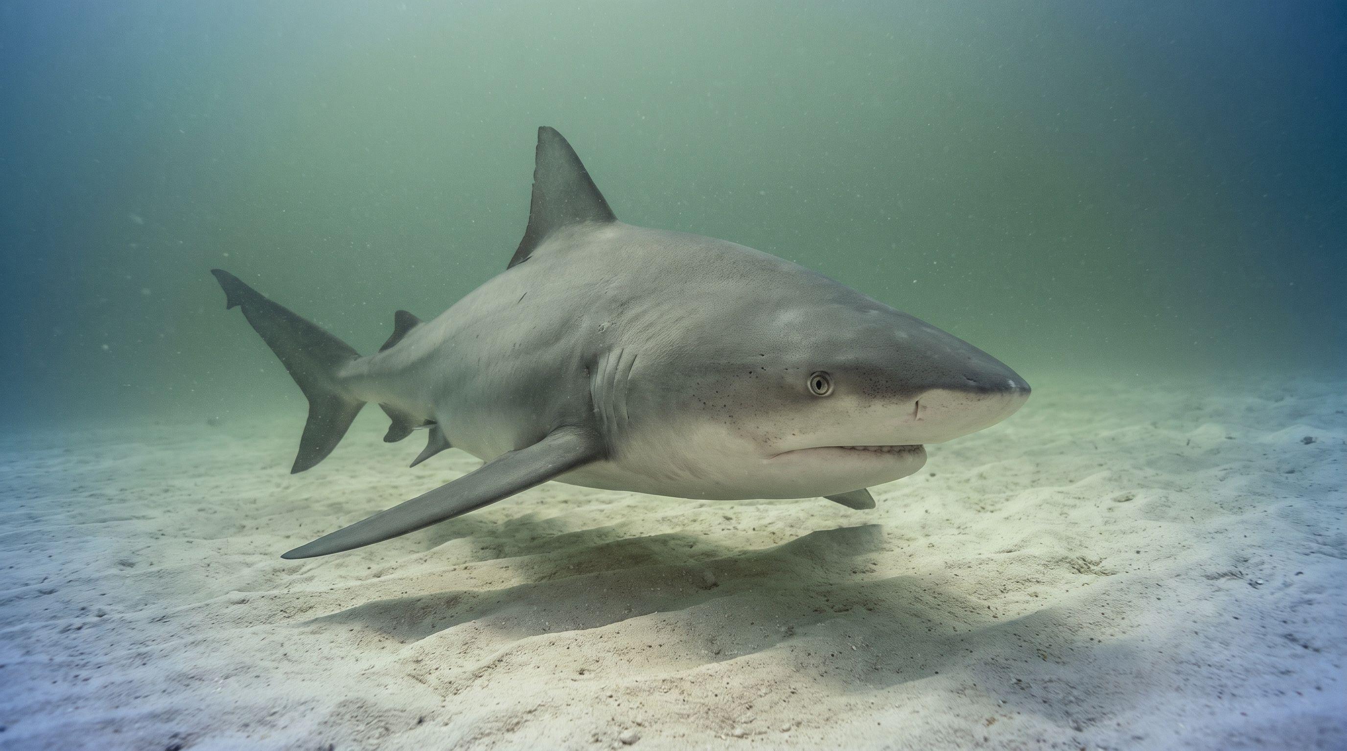 AI-generated illustration; species identification unverified. Bull Shark (Carcharhinus leucas)