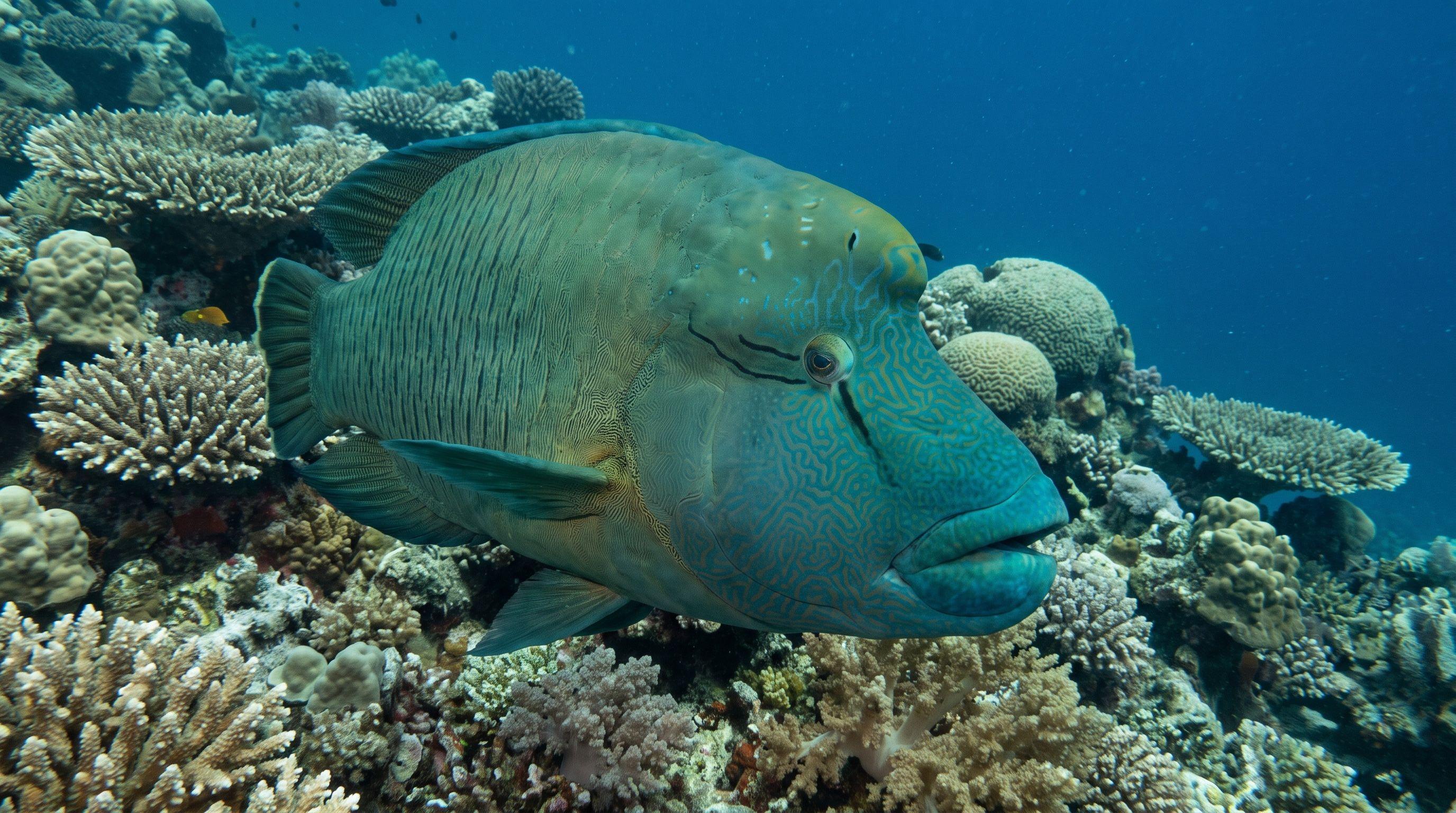 AI-generated illustration; species identification unverified. Humphead Wrasse (Napoleon) (Cheilinus undulatus)