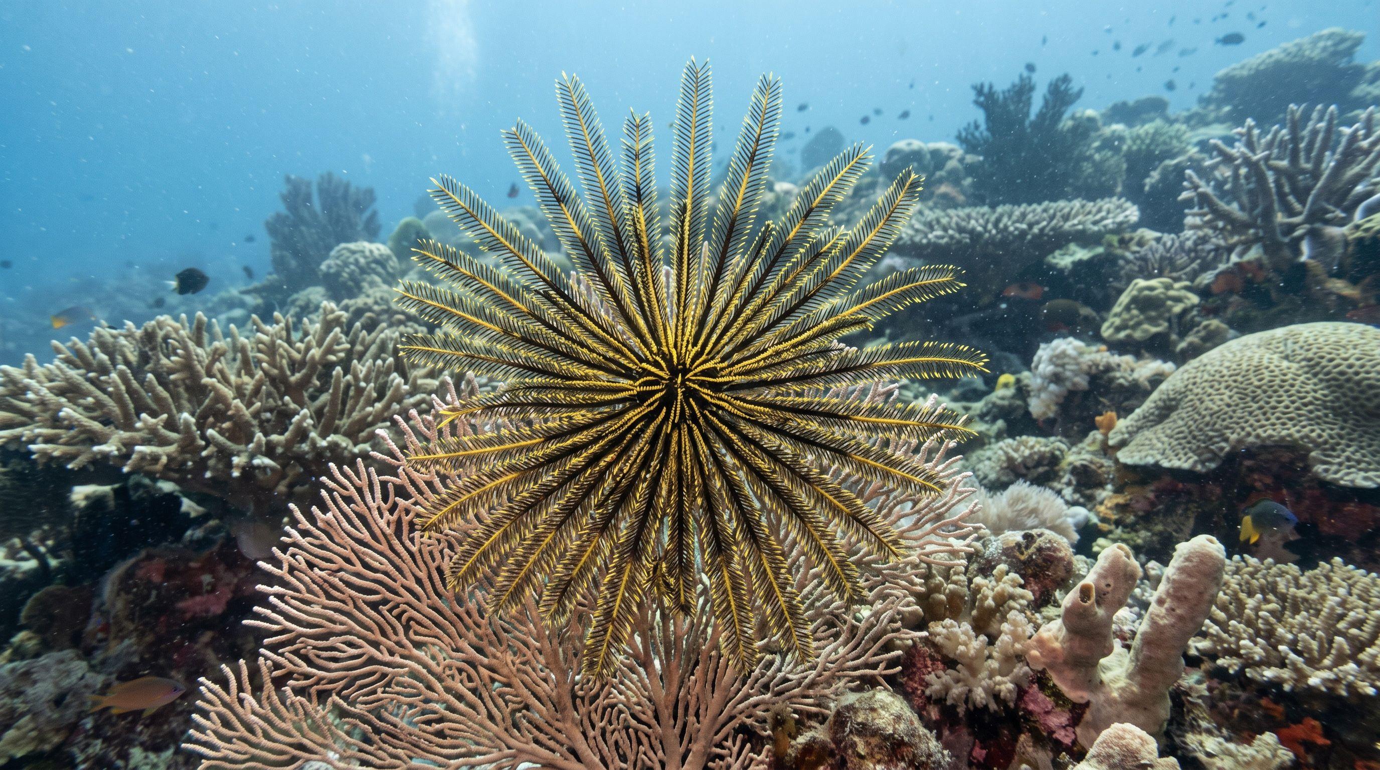 AI-generated illustration; species identification unverified. Feather Star (Comanthina schlegeli)