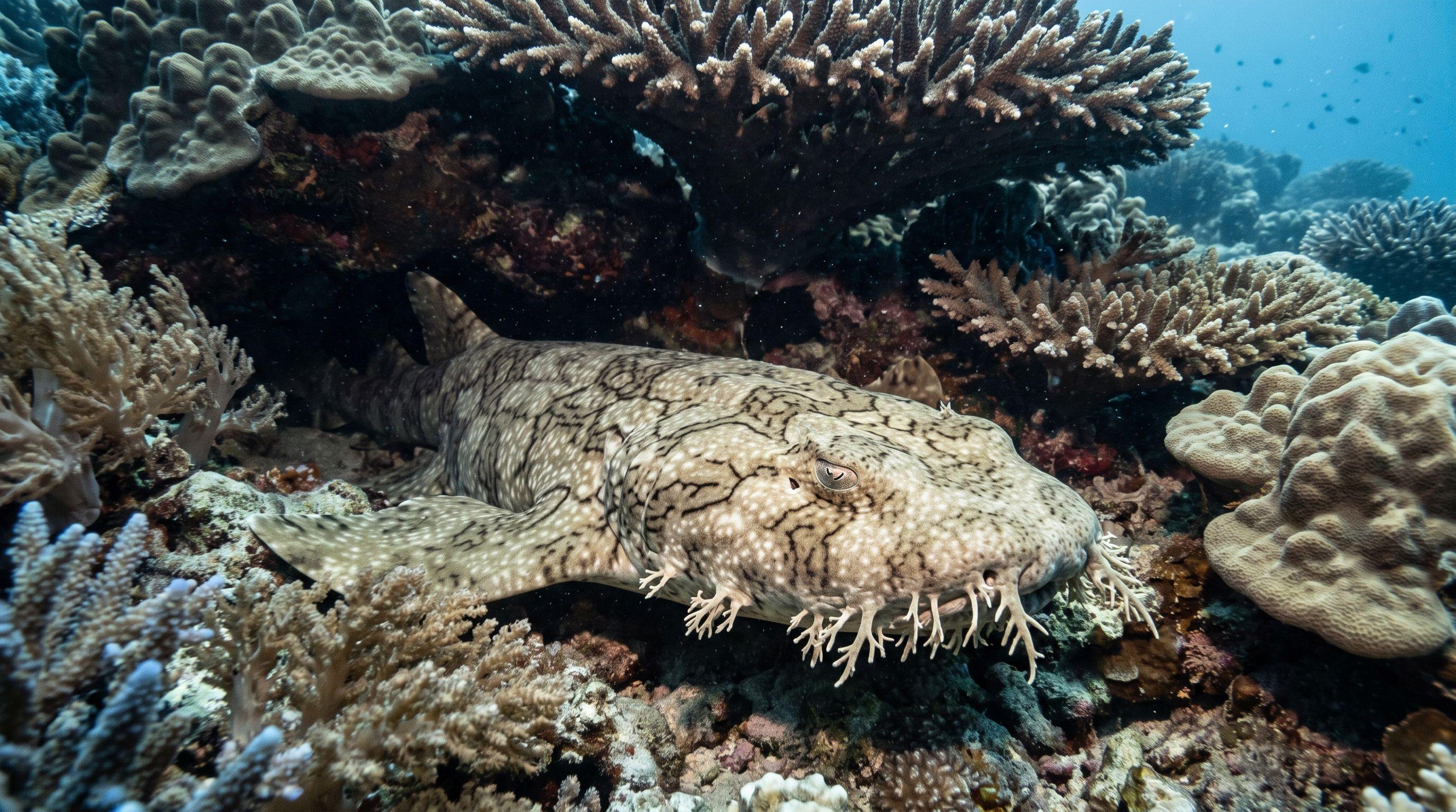 AI-generated illustration; species identification unverified. Tasselled Wobbegong (Eucrossorhinus dasypogon)