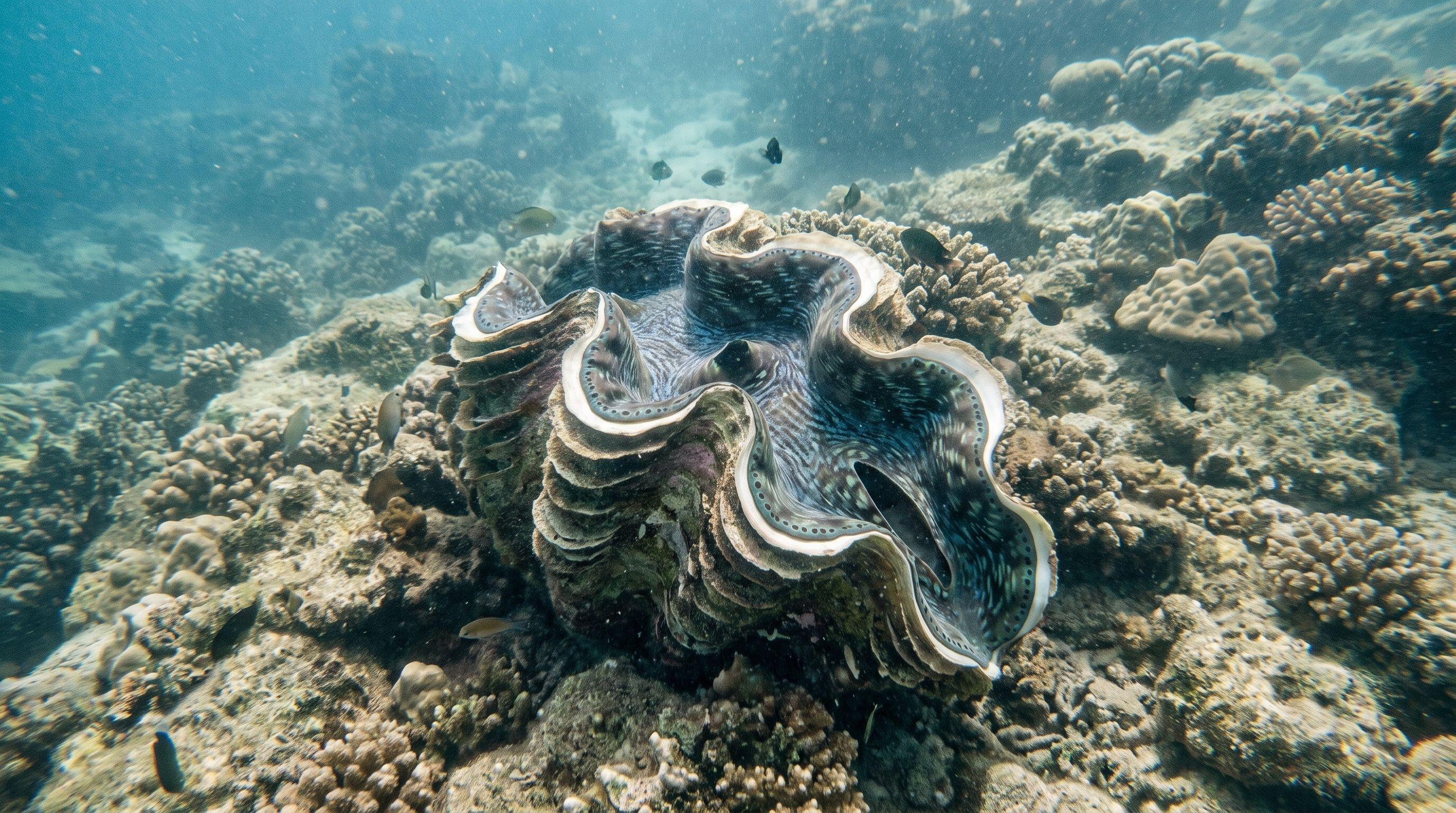 AI-generated illustration; species identification unverified. Giant Clam (assorted)