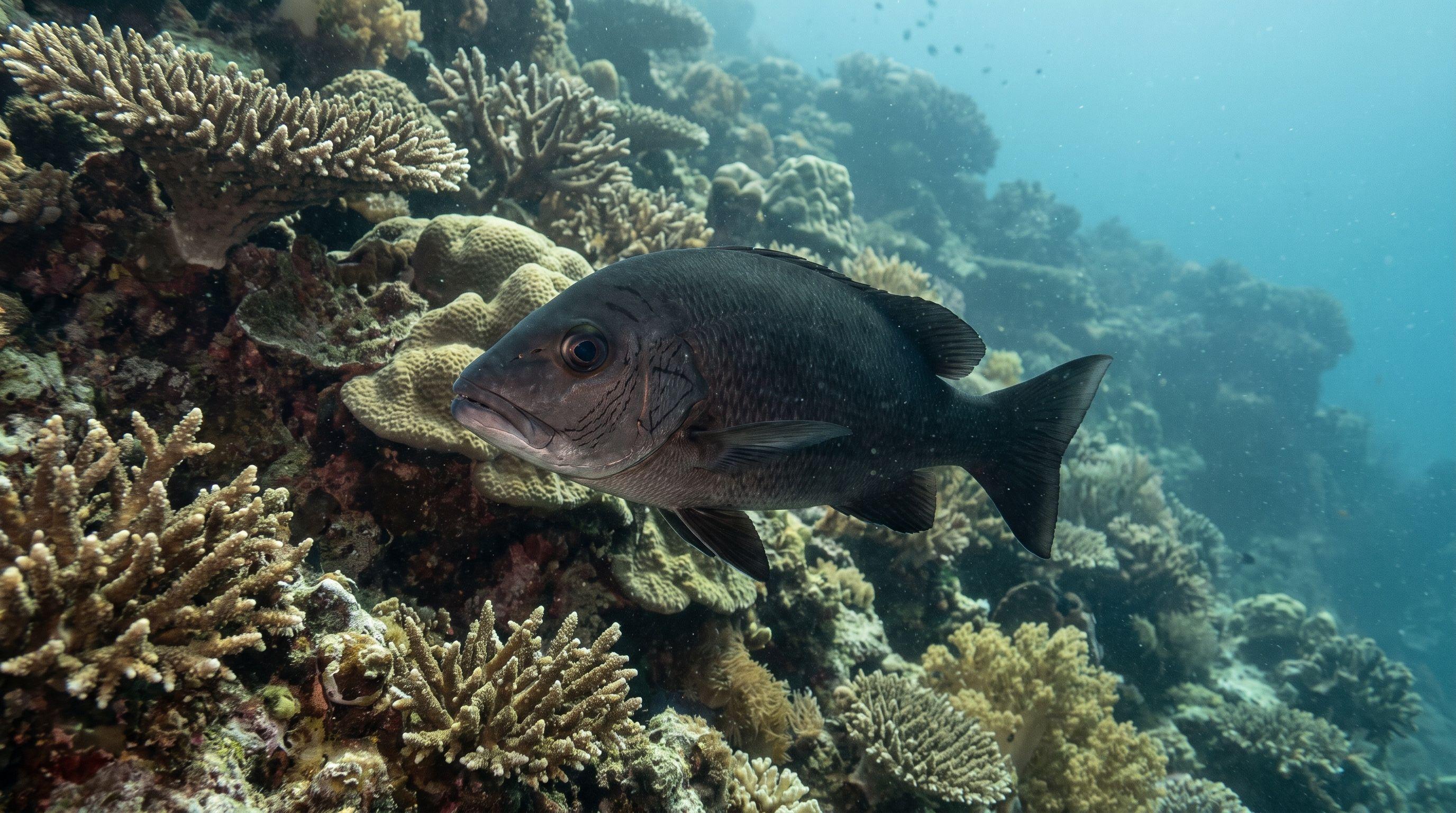 AI-generated illustration; species identification unverified. Black Snapper (Macolor niger)
