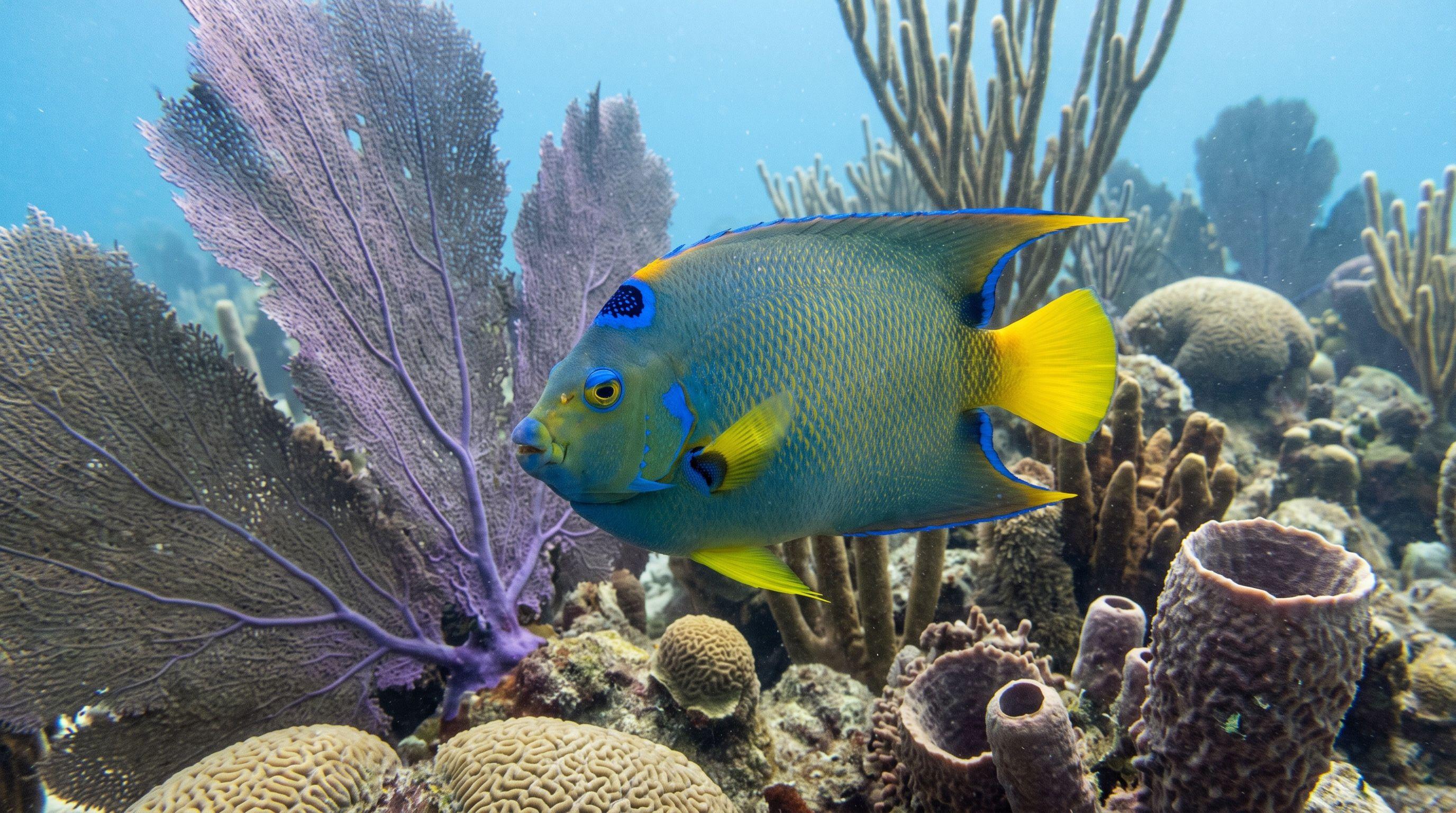 AI-generated illustration; species identification unverified. Queen Angelfish (Holacanthus ciliaris)