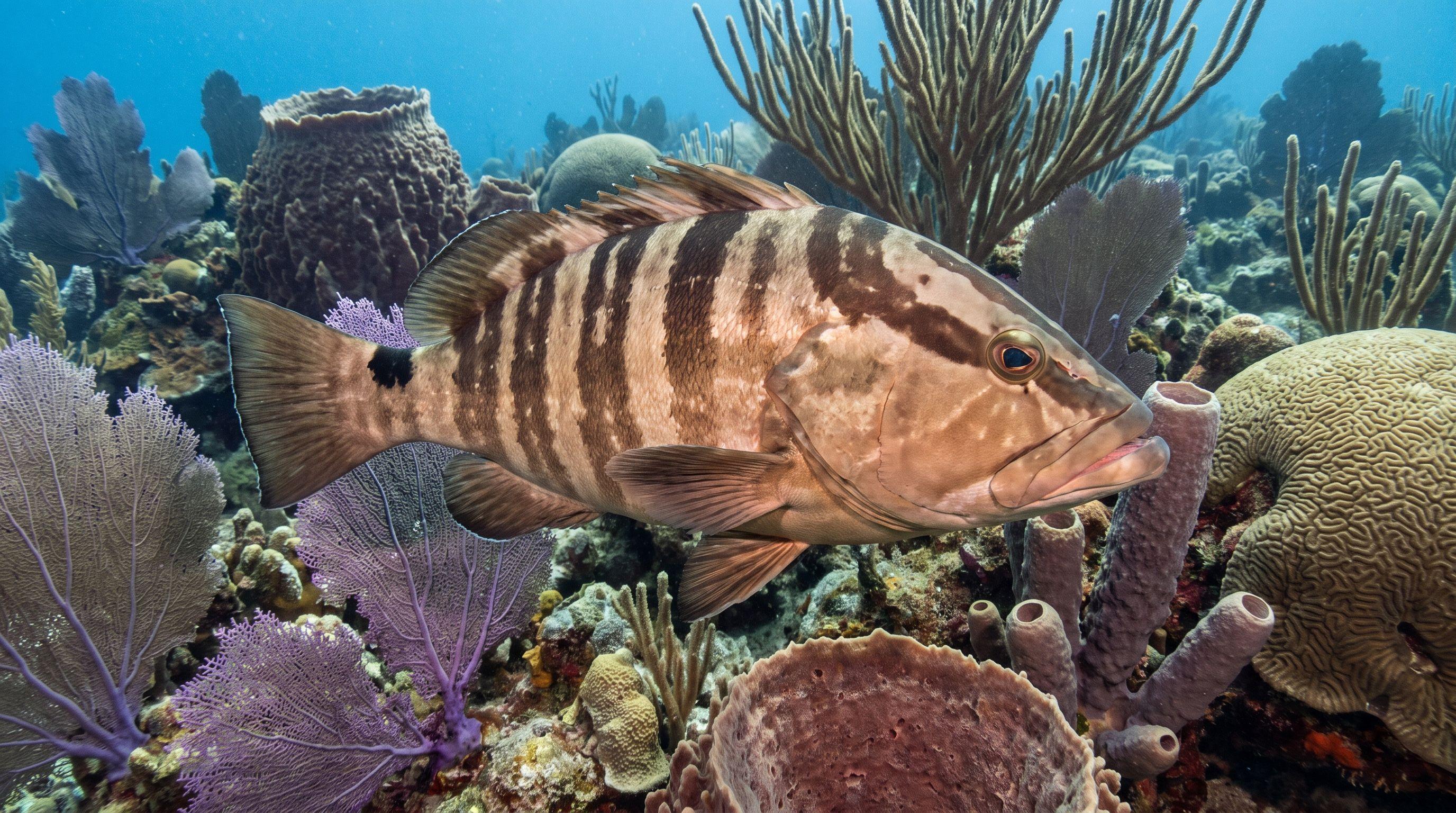 AI-generated illustration; species identification unverified. Nassau Grouper (Epinephelus striatus)