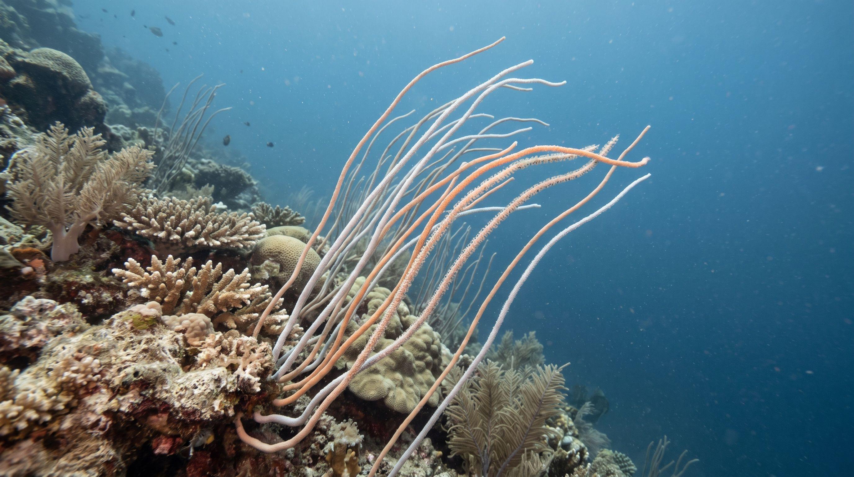 AI-generated illustration; species identification unverified. Sea Whip (Junceella fragilis)