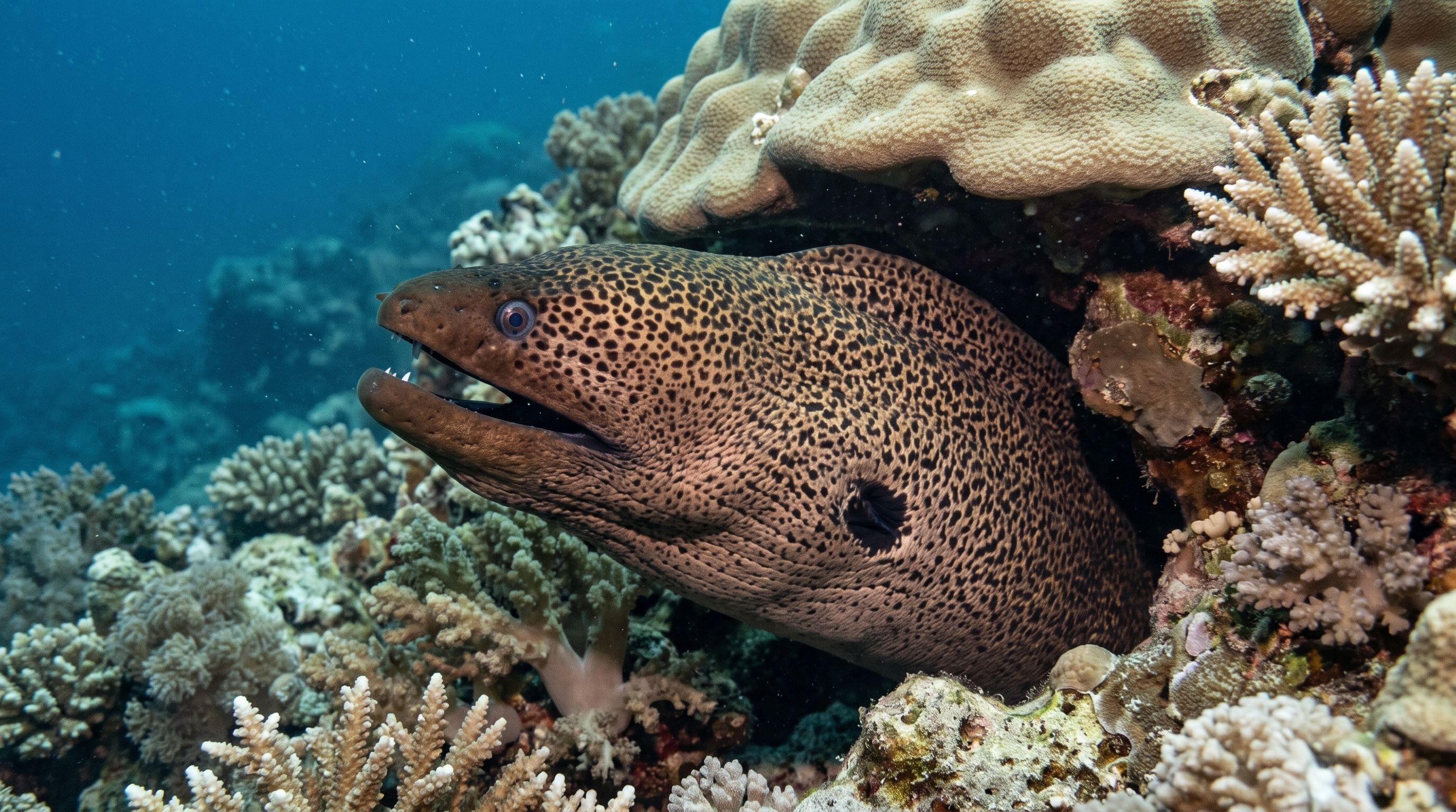 AI-generated illustration; species identification unverified. Giant Moray (Gymnothorax javanicus)