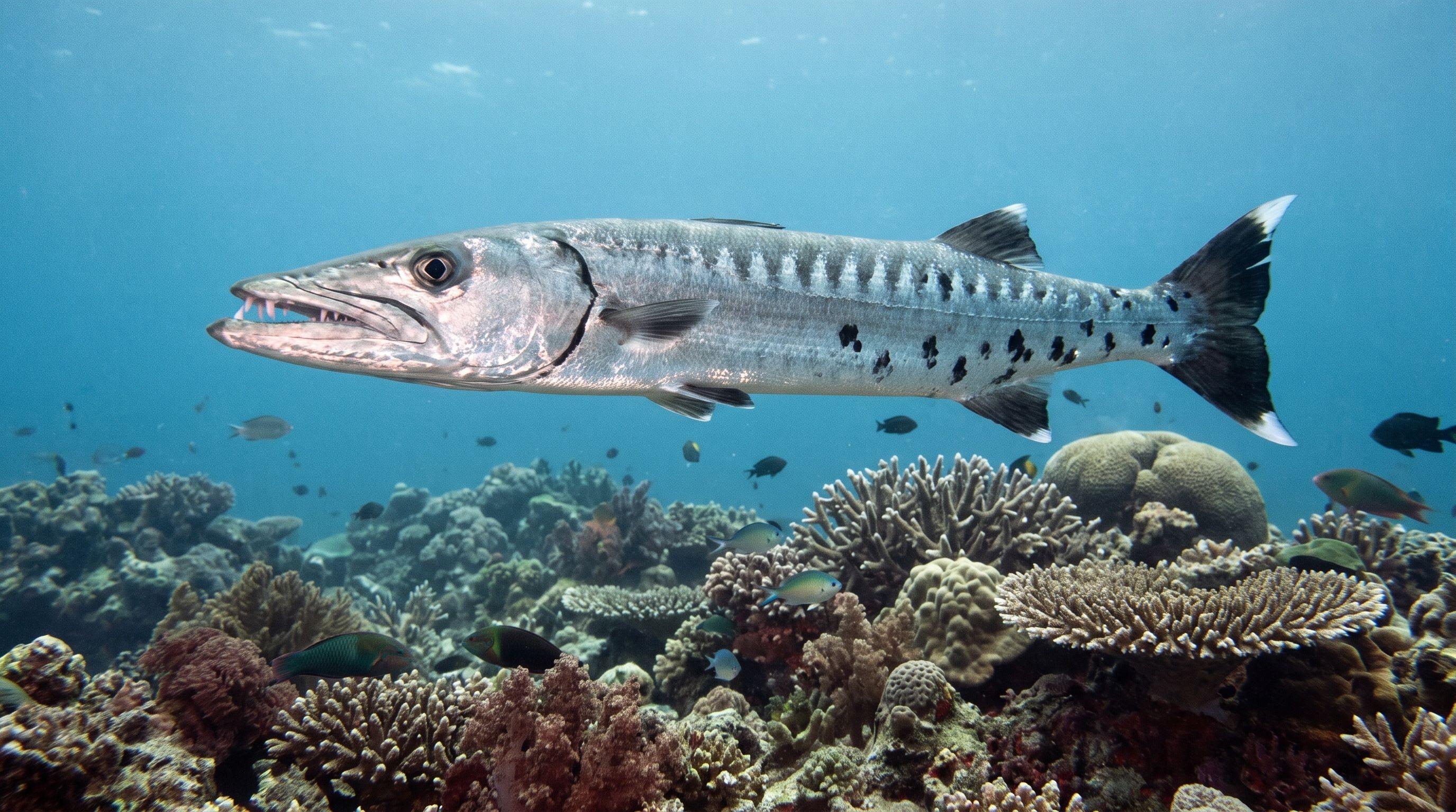 AI-generated illustration; species identification unverified. Great Barracuda (Sphyraena barracuda)