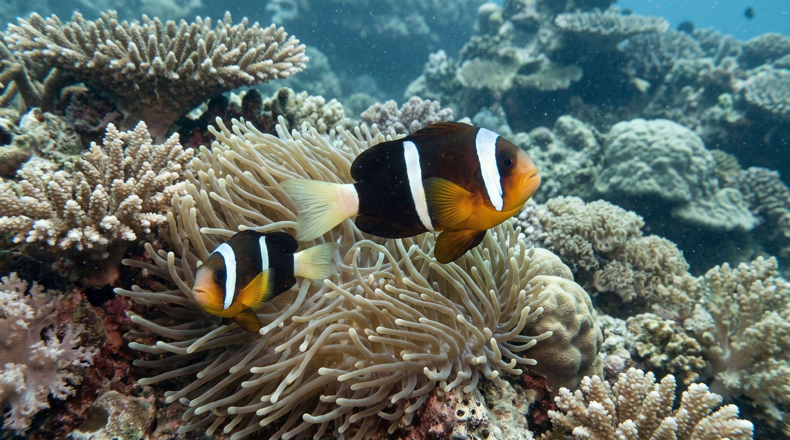 AI-generated illustration; species identification unverified. Clark's Anemonefish (Amphiprion clarkii)