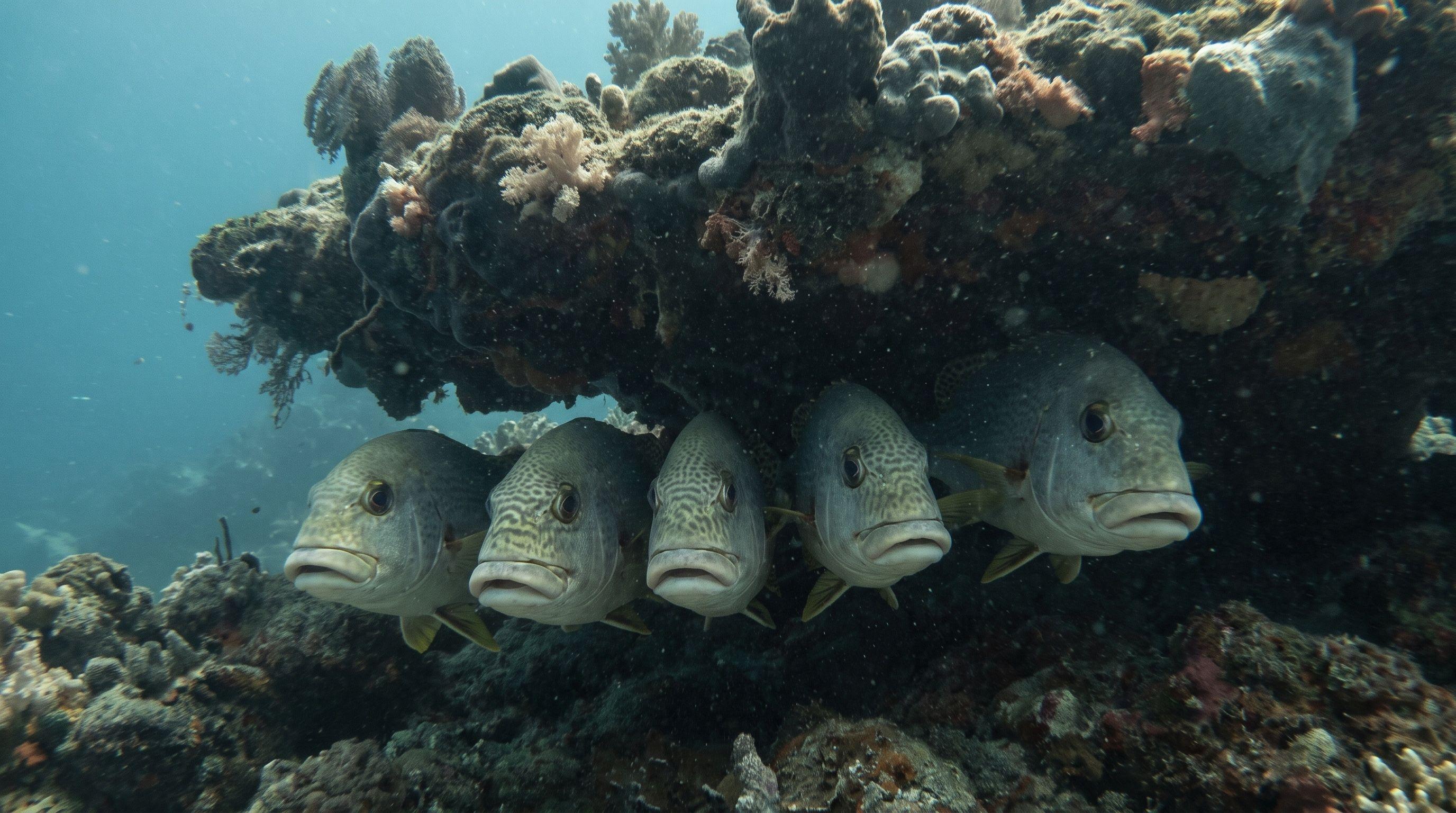 AI-generated illustration; species identification unverified. Sweetlips (assorted)