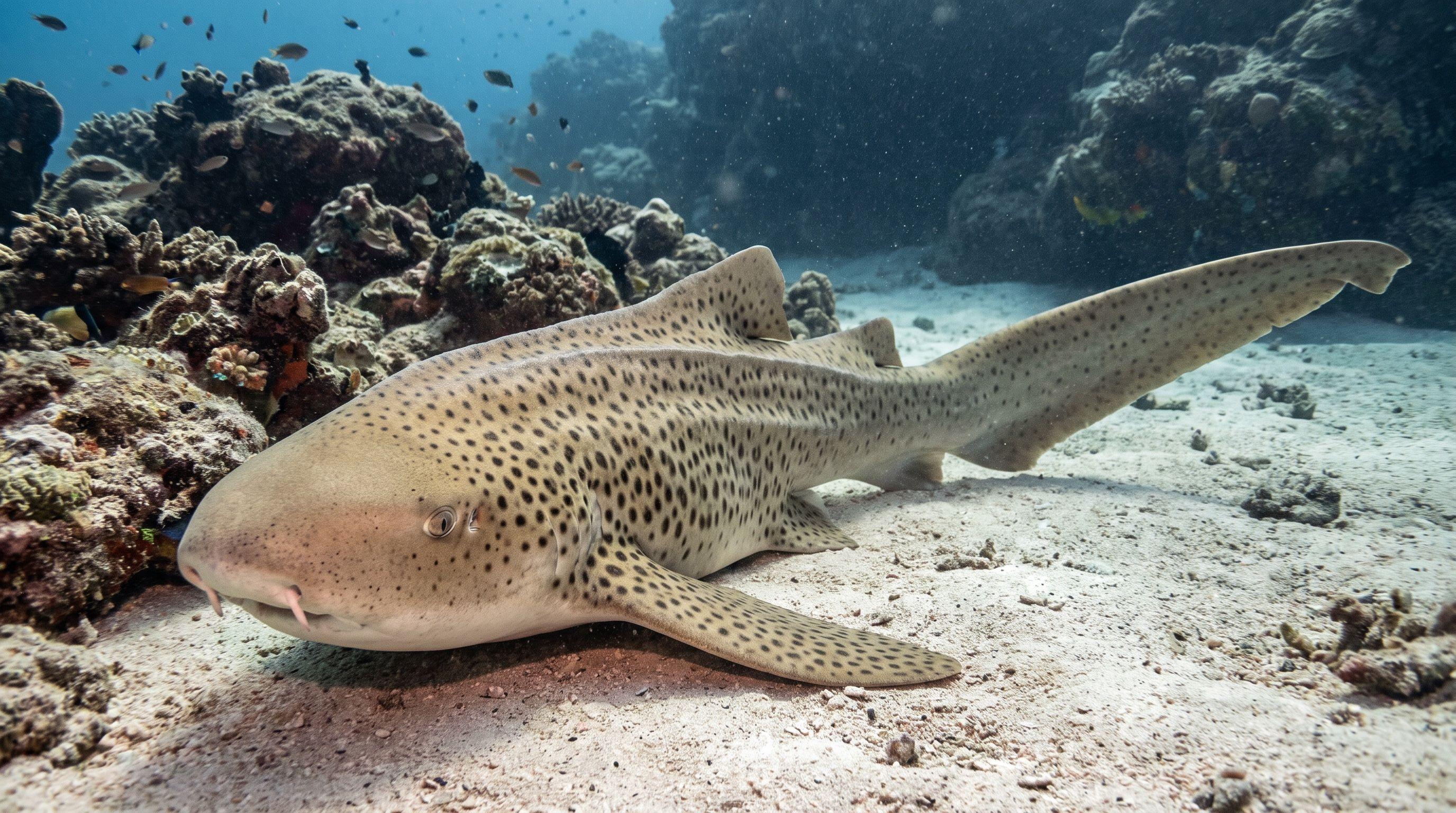 AI-generated illustration; species identification unverified. Zebra Shark (Stegostoma tigrinum)
